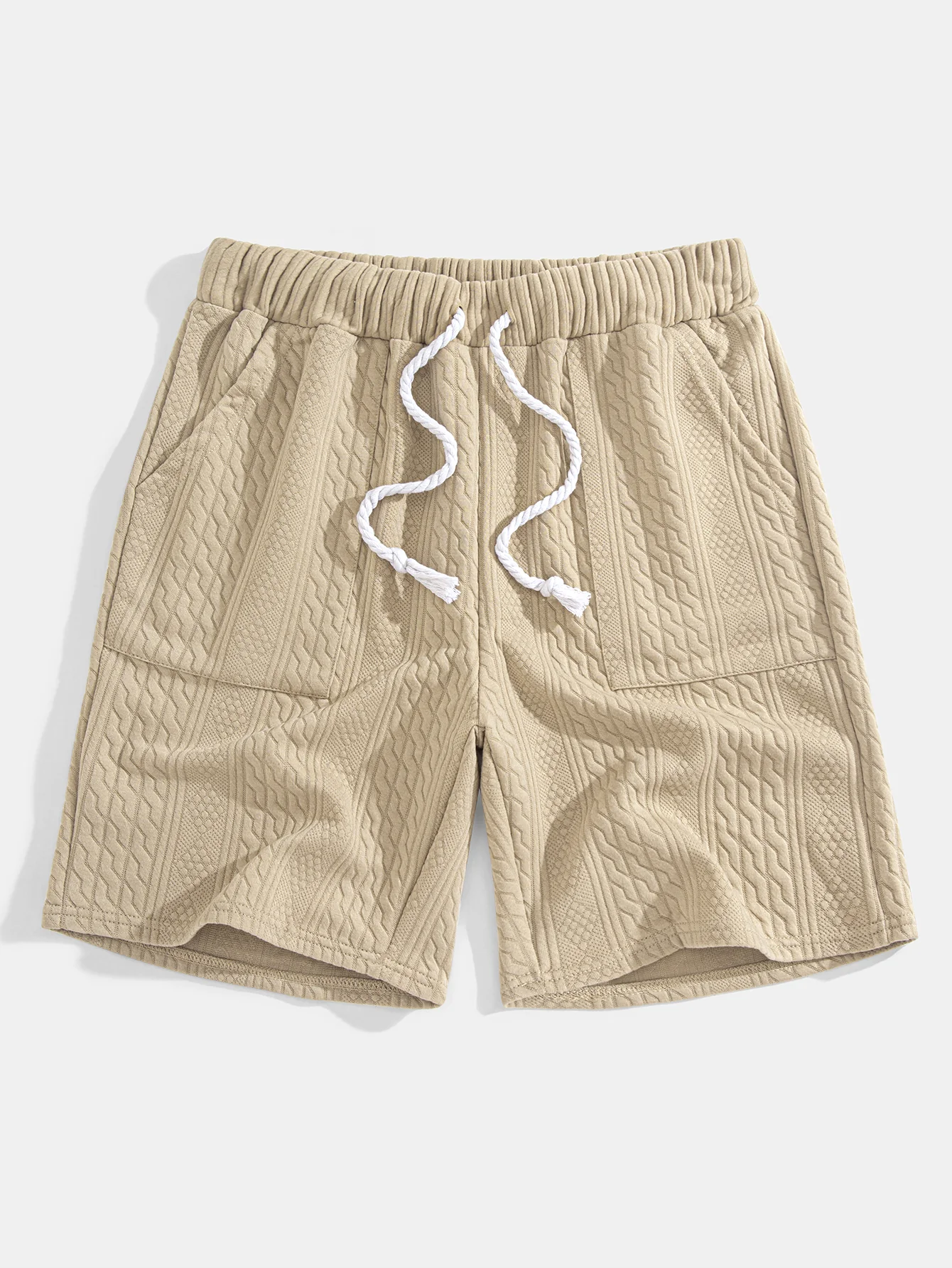 Relaxed Fit geometrisches Jacquard T-Shirt mit V-Ausschnitt und Dreiviertelärmeln & Shorts - Image 19