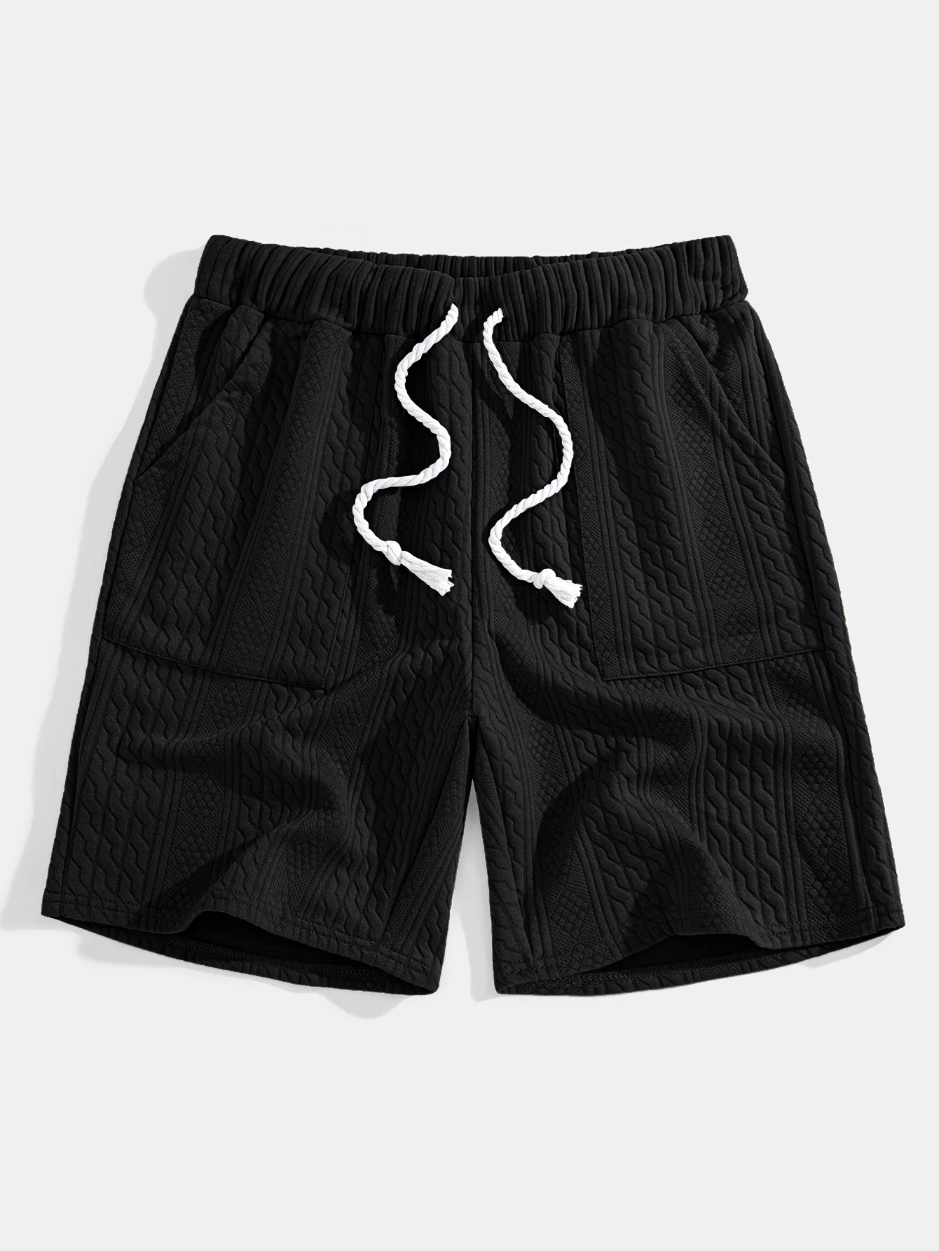 Relaxed Fit geometrisches Jacquard T-Shirt mit V-Ausschnitt und Dreiviertelärmeln & Shorts - Image 21