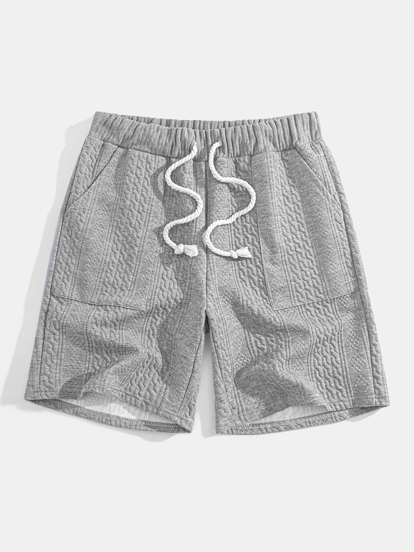 Relaxed Fit geometrisches Jacquard T-Shirt mit V-Ausschnitt und Dreiviertelärmeln & Shorts - Image 23