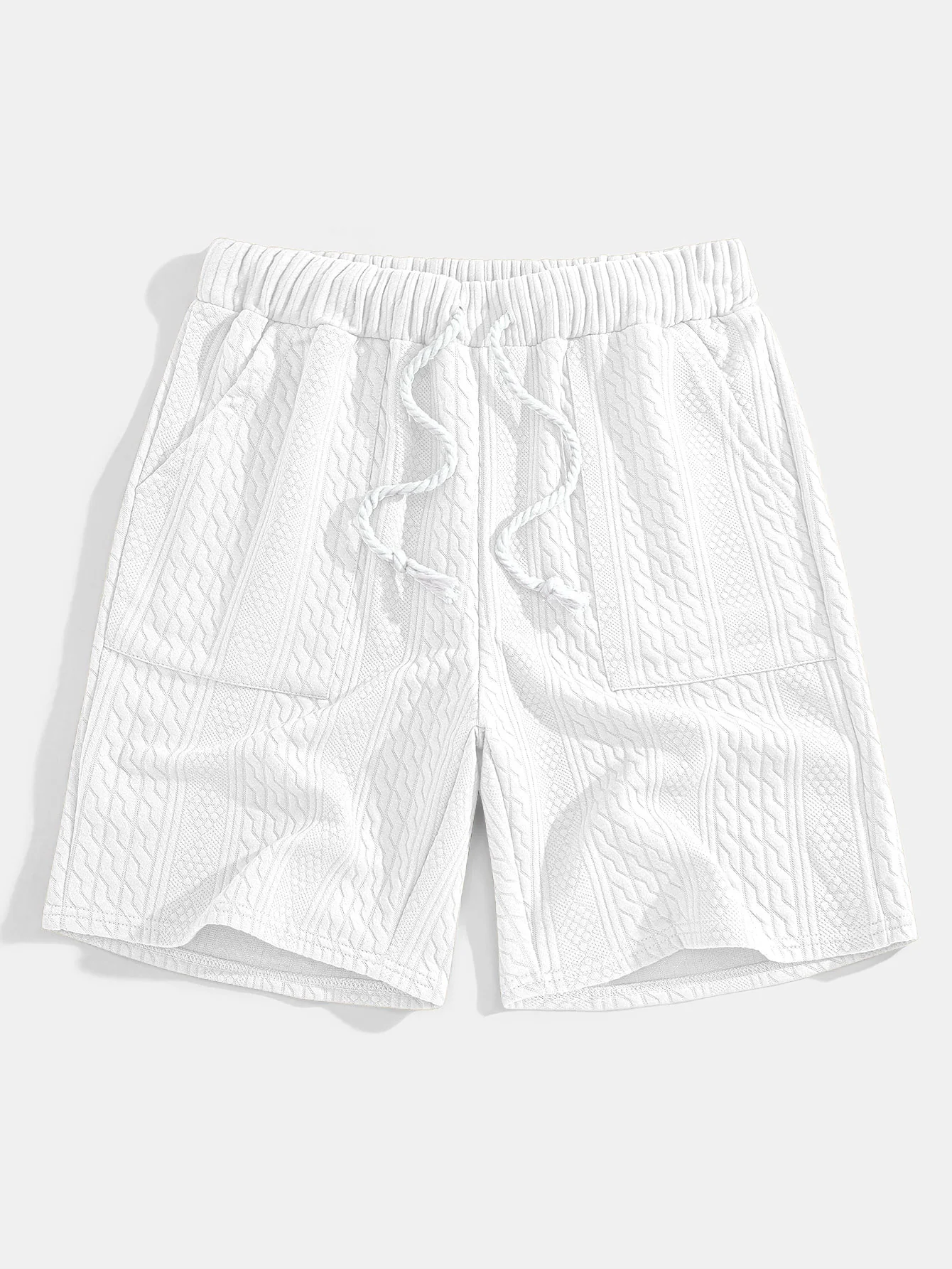 Relaxed Fit geometrisches Jacquard T-Shirt mit V-Ausschnitt und Dreiviertelärmeln & Shorts - Image 25