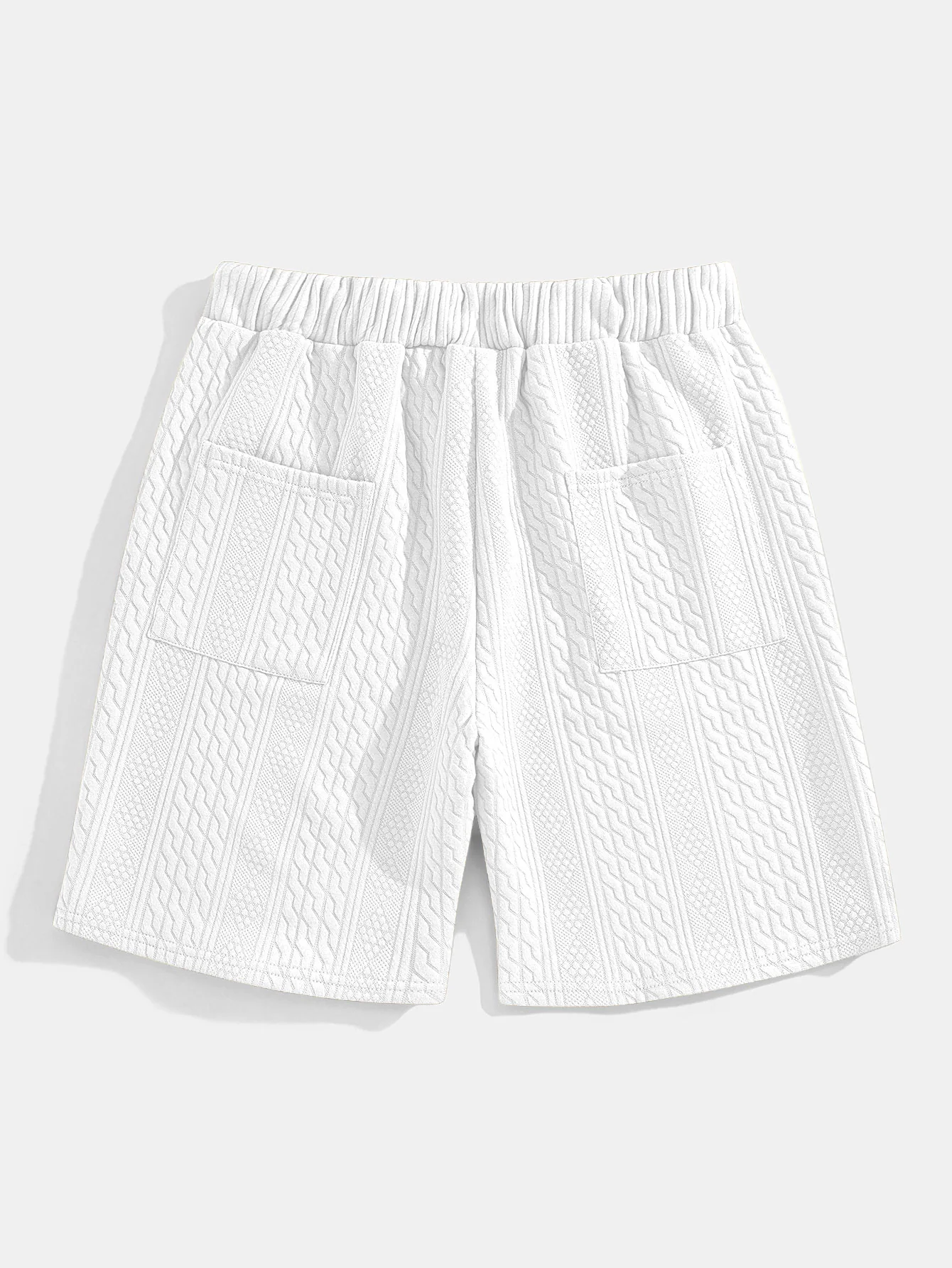 Relaxed Fit geometrisches Jacquard T-Shirt mit V-Ausschnitt und Dreiviertelärmeln & Shorts - Image 26