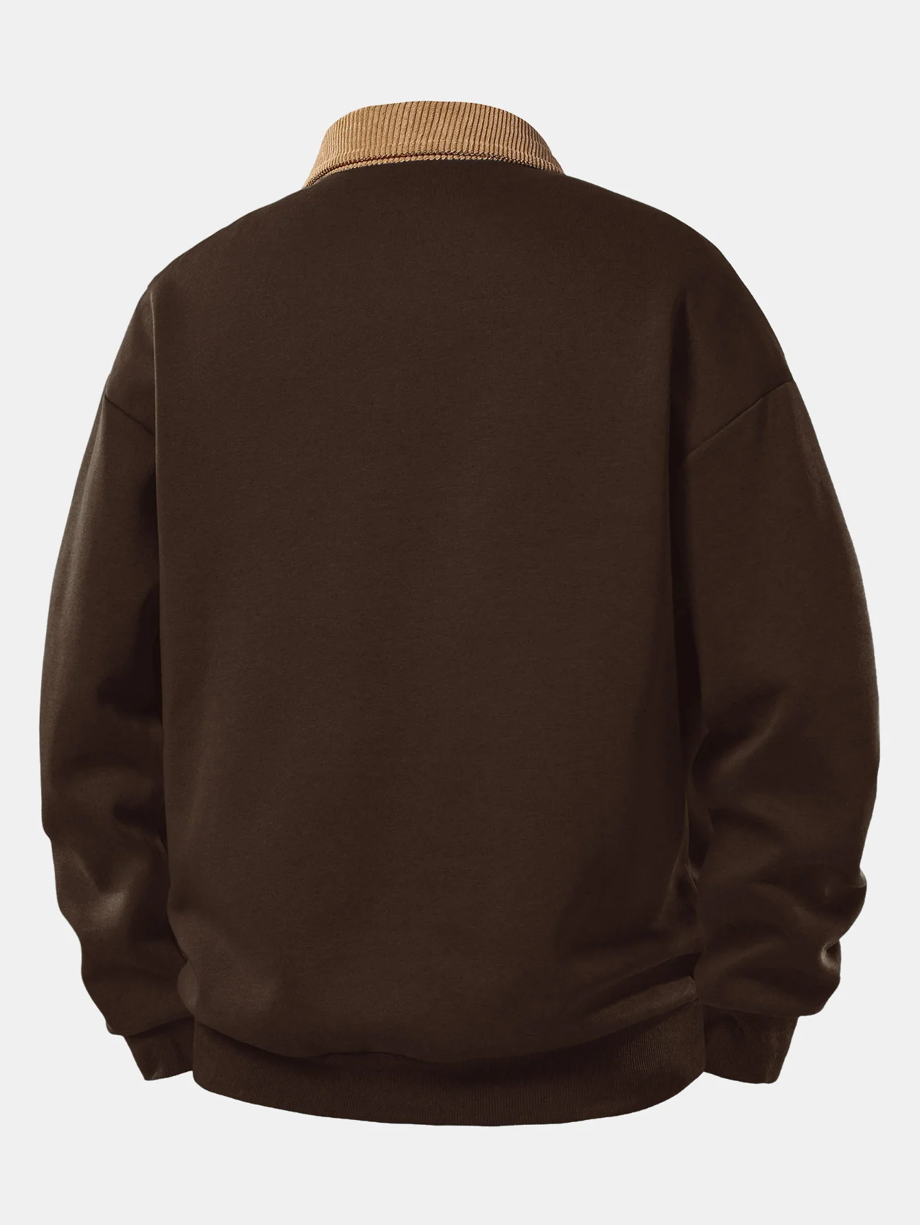 Relax Fit Ghost Drinking Coffee Print Contrast Corduroy Polo Collar Sweatshirt - Image 2