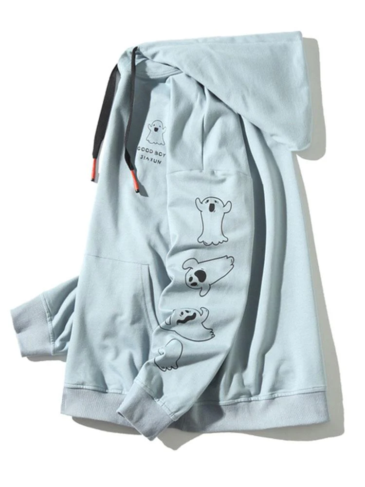 Relax Fit Ghost Print Hoodie - Image 10