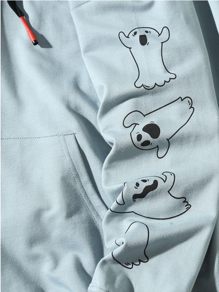 Relax Fit Ghost Print Hoodie - Image 11