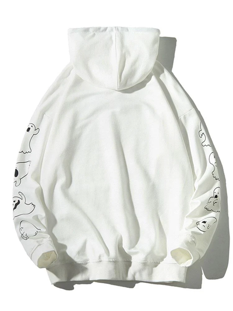 Relax Fit Ghost Print Hoodie - Image 2