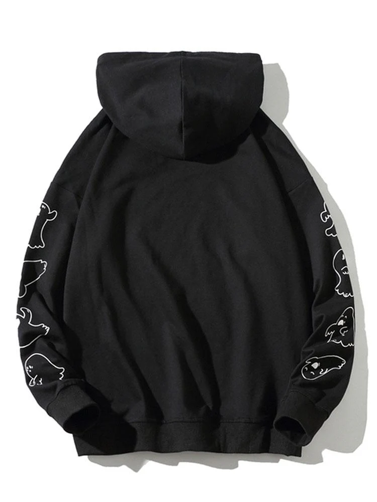 Relax Fit Ghost Print Hoodie - Image 4