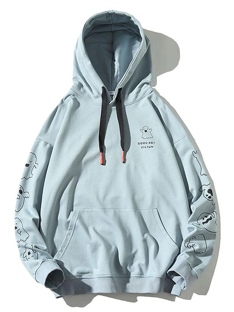 Relax Fit Ghost Print Hoodie - Image 5