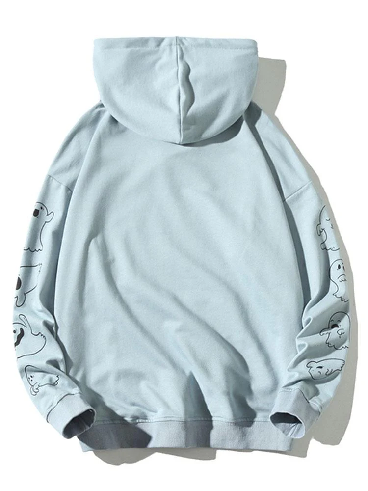 Relax Fit Ghost Print Hoodie - Image 6