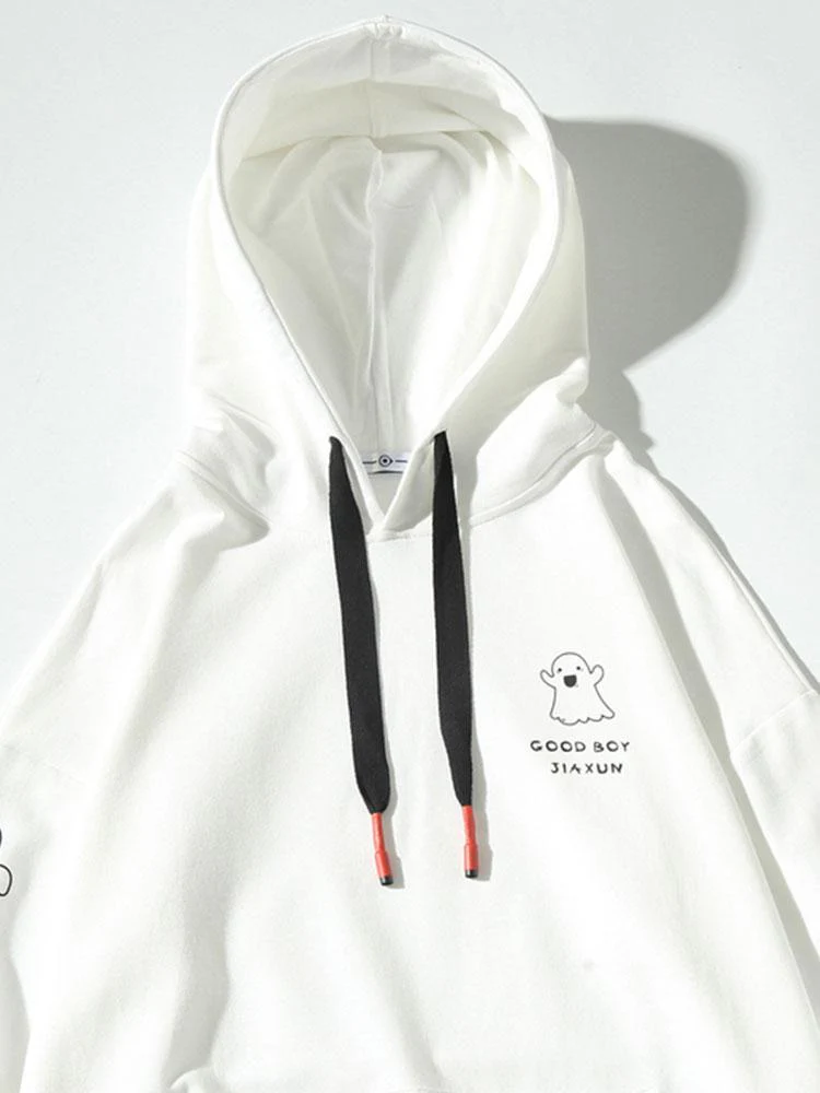 Relax Fit Ghost Print Hoodie - Image 8