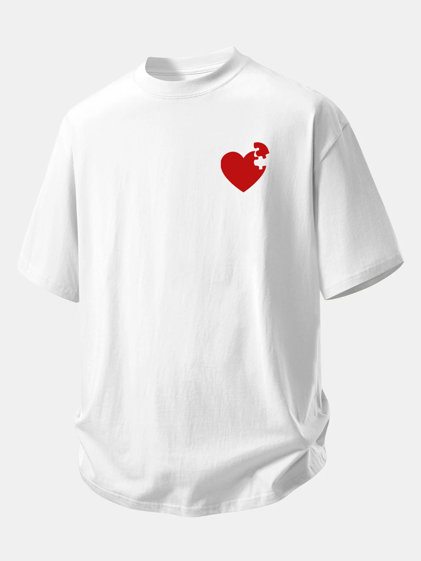 Relax Fit Heart Puzzle Print Cotton T-Shirt - Image 12