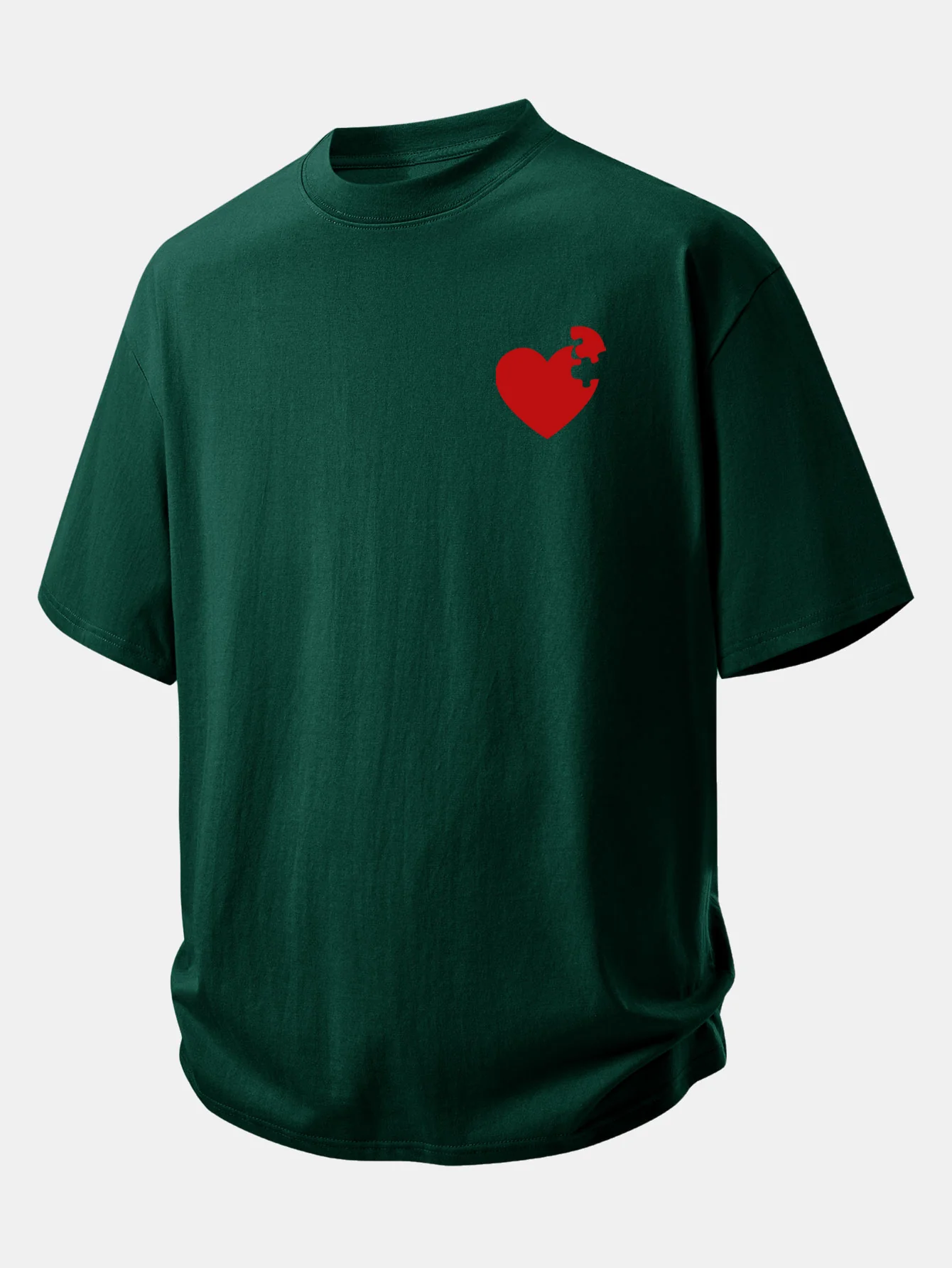 Relax Fit Heart Puzzle Print Cotton T-Shirt - Image 6