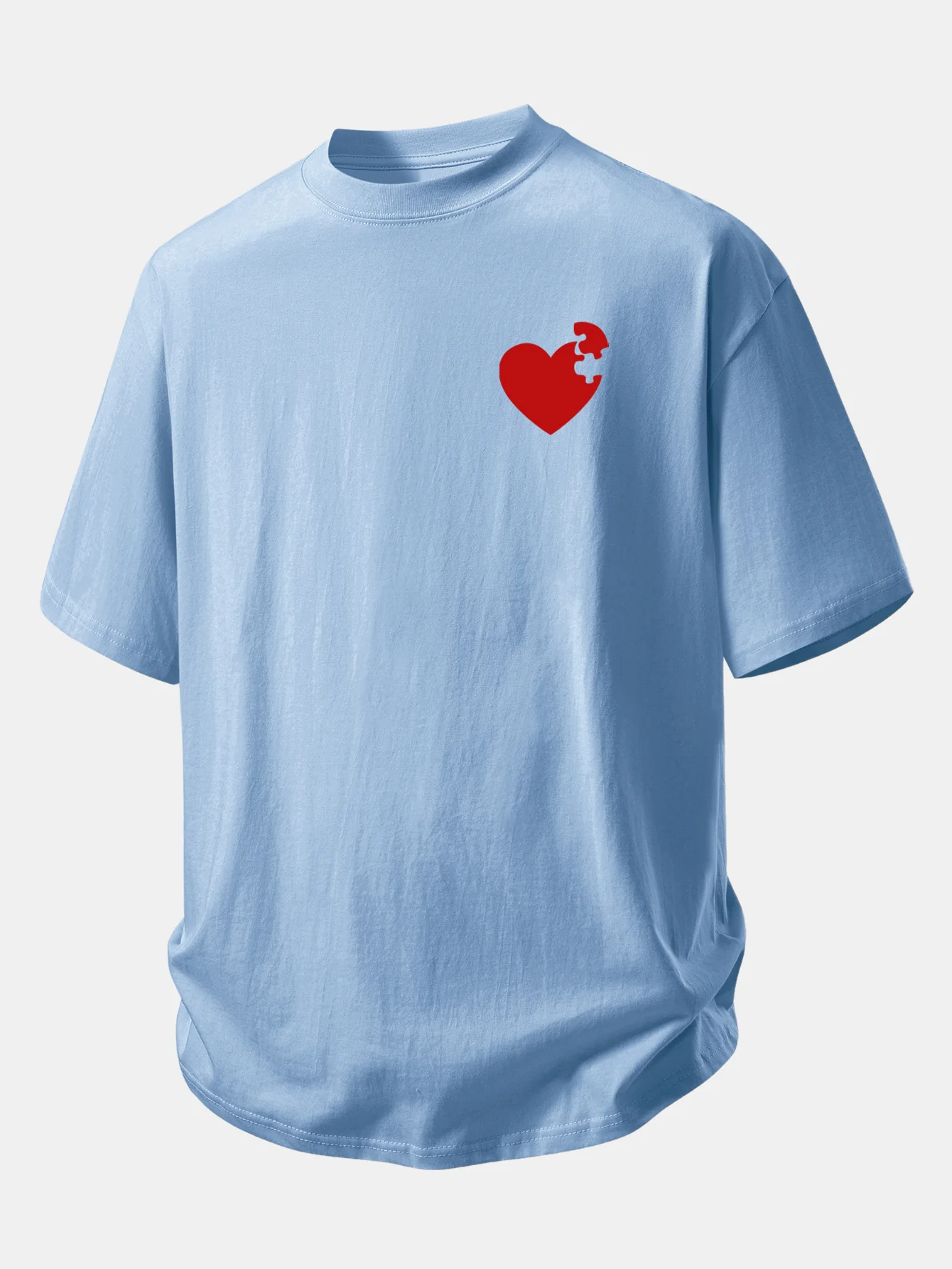 Relax Fit Heart Puzzle Print Cotton T-Shirt - Image 9