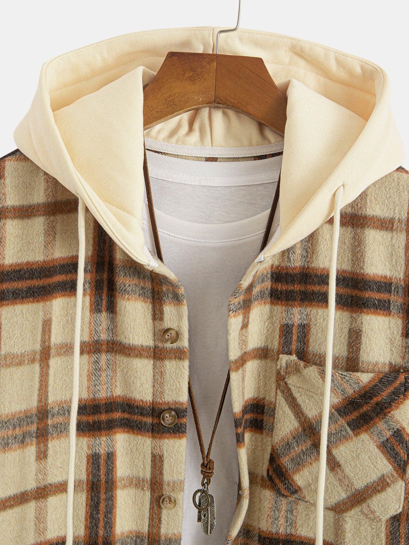 Relaxed Fit Schweres Flanell Karo Kapuzenhemd - Image 13