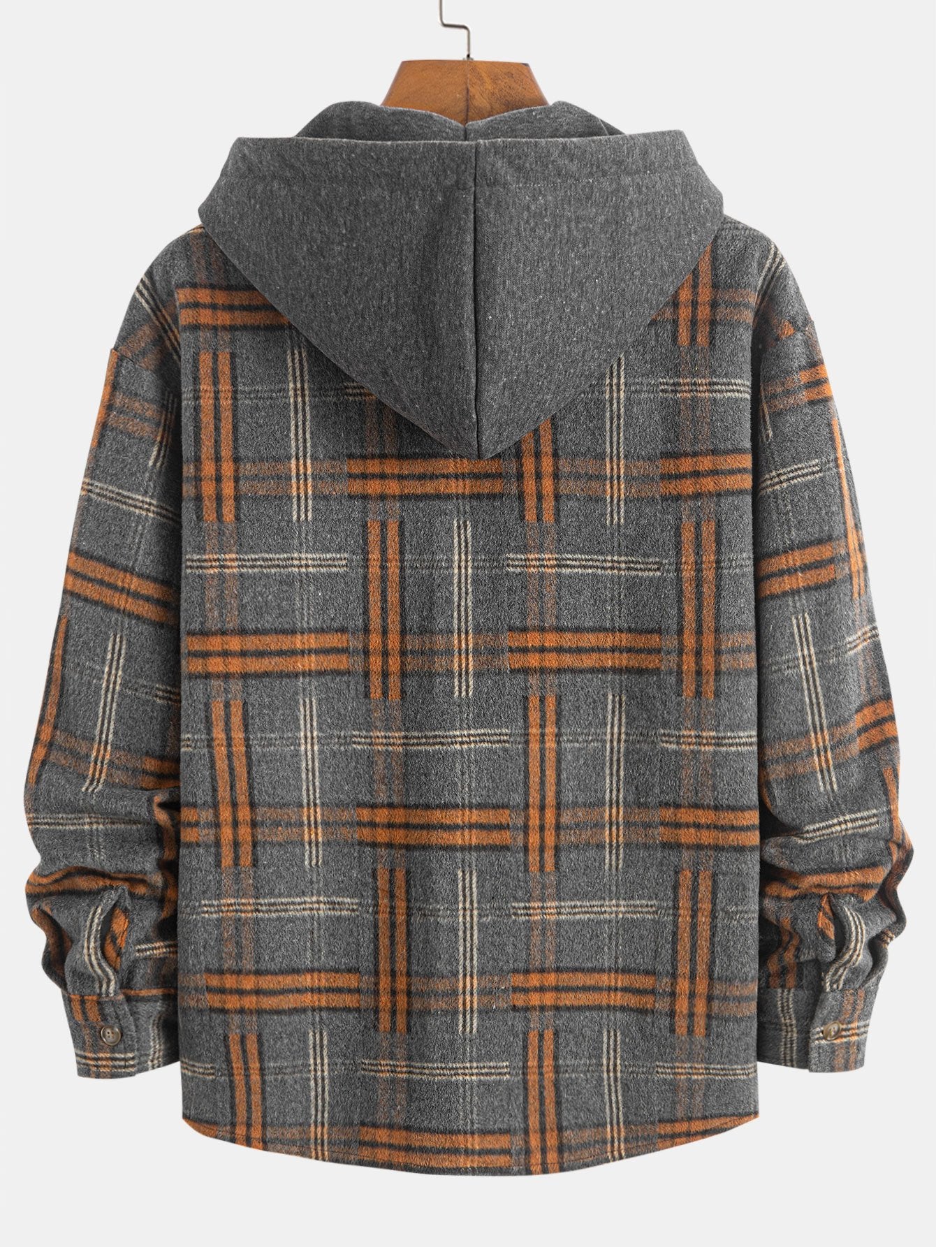 Relaxed Fit Schweres Flanell Karo Kapuzenhemd - Image 2