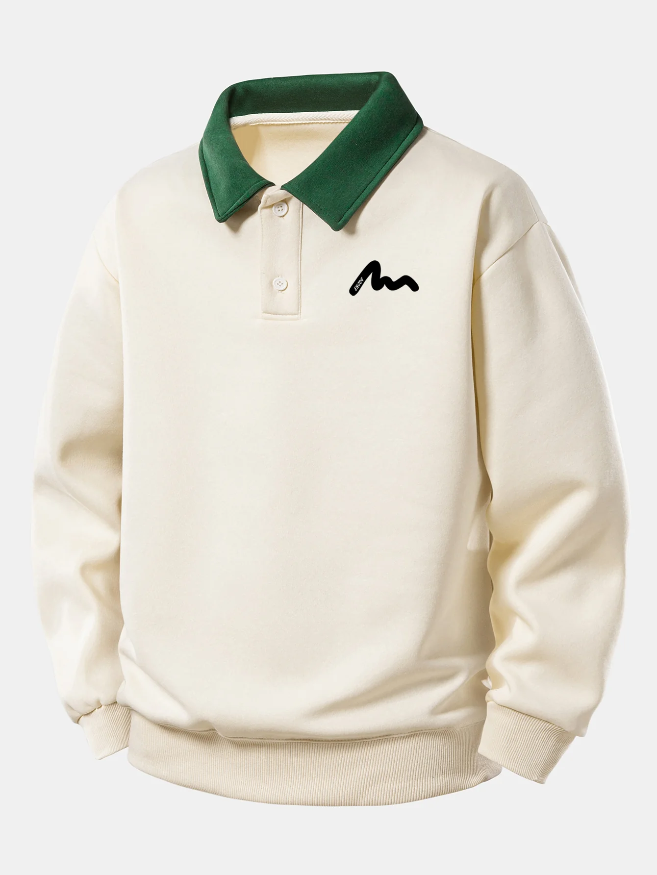 Relax Fit Letter Print Contrast Polo Sweatshirt - Image 3