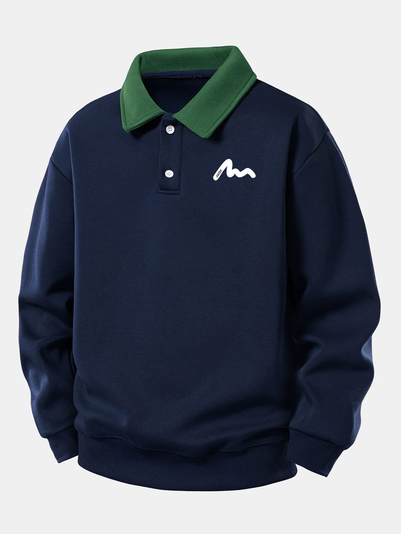 Relax Fit Letter Print Contrast Polo Sweatshirt - Image 4