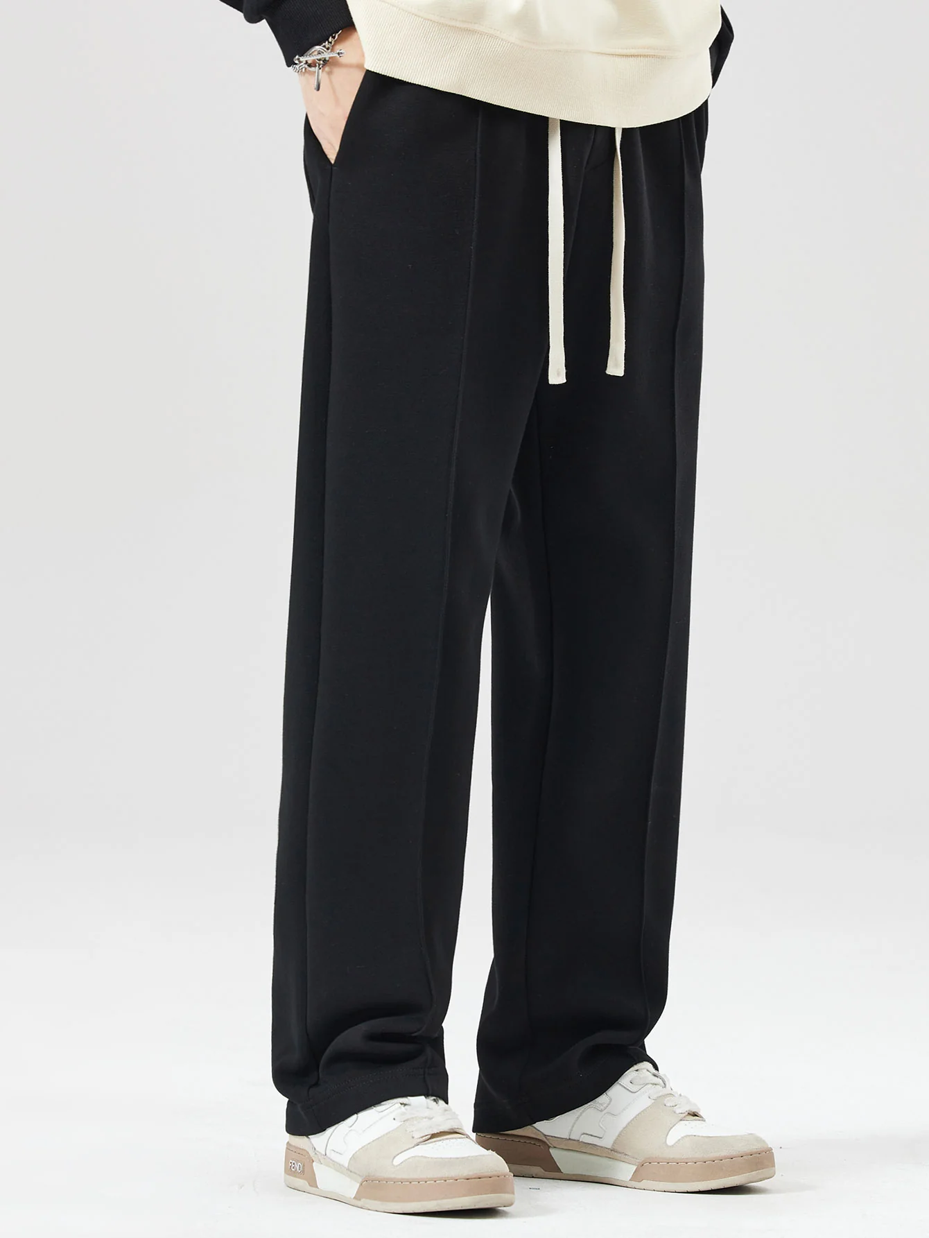 Relax Fit Milano Print Contrast Polo Sweatshirt & Straight Leg Pleated Pintuck Sweatpants - Image 10