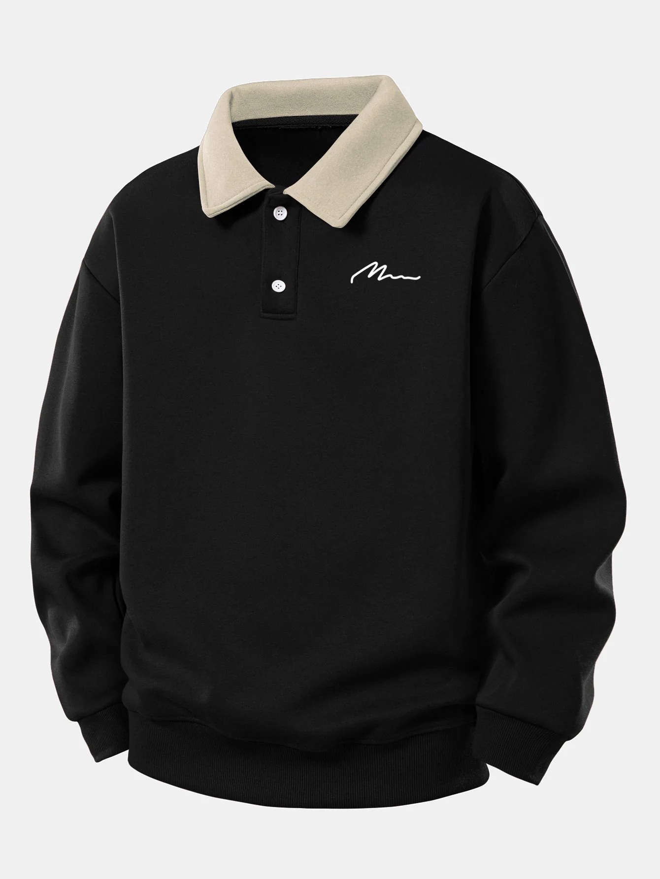 Relax Fit Letter Print Contrast Polo Sweatshirt & Straight Leg Pleated Pintuck Sweatpants - Image 5