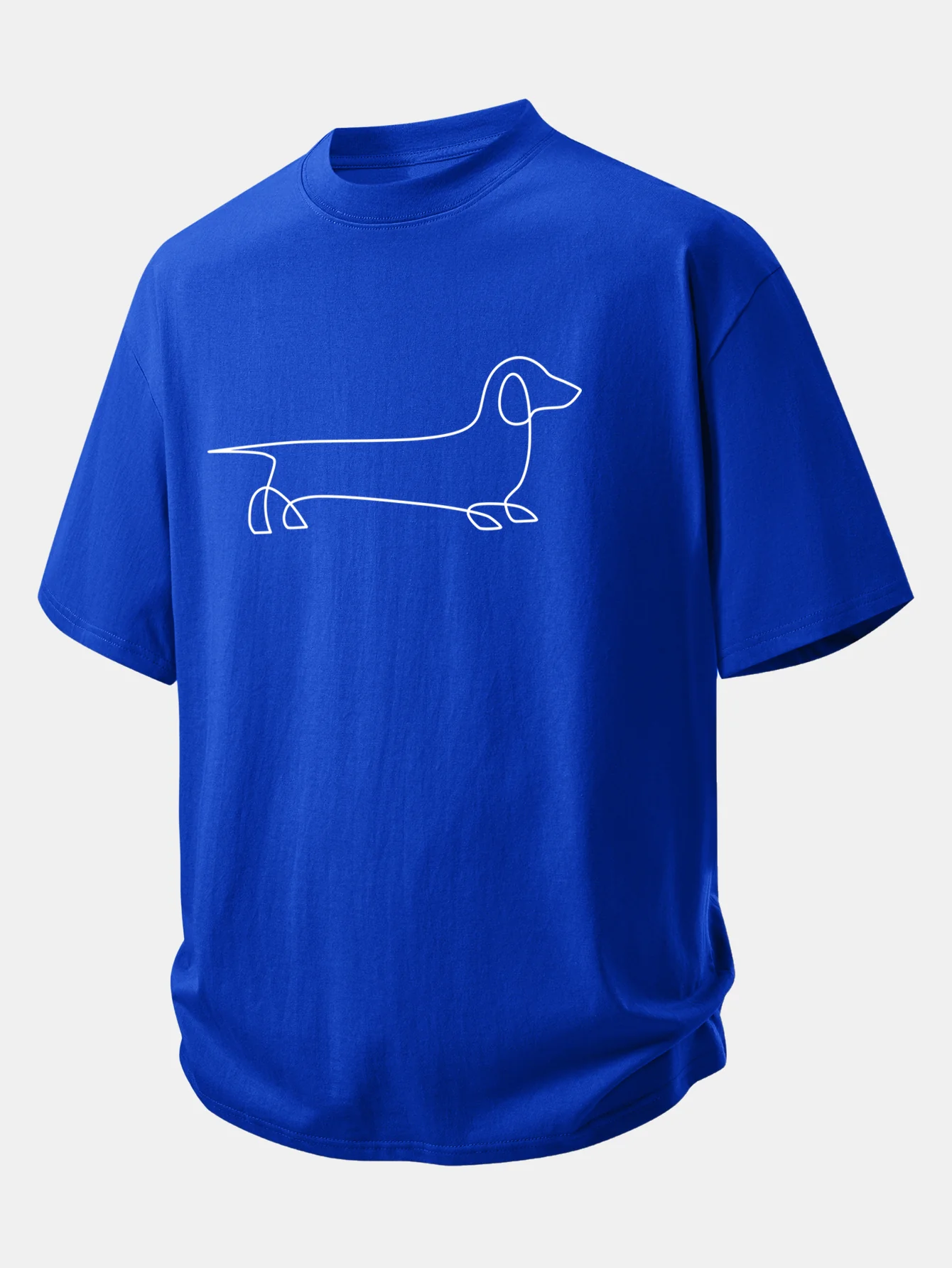Relax Fit Line Dachshund Print Cotton T-Shirt - Image 10
