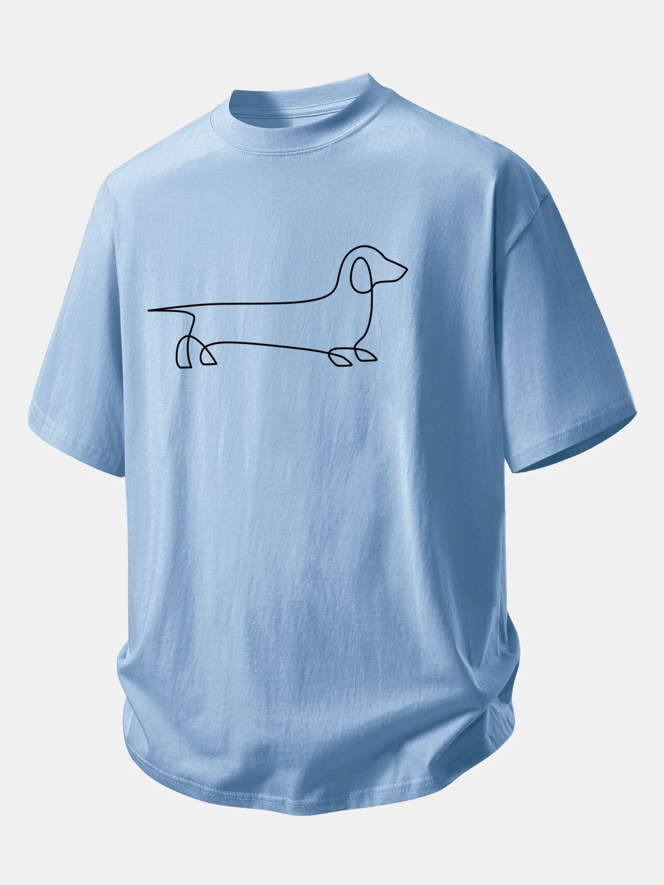 Relax Fit Line Dachshund Print Cotton T-Shirt - Image 12