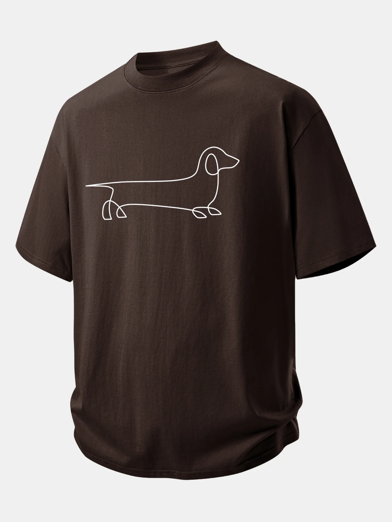 Relax Fit Line Dachshund Print Cotton T-Shirt - Image 6