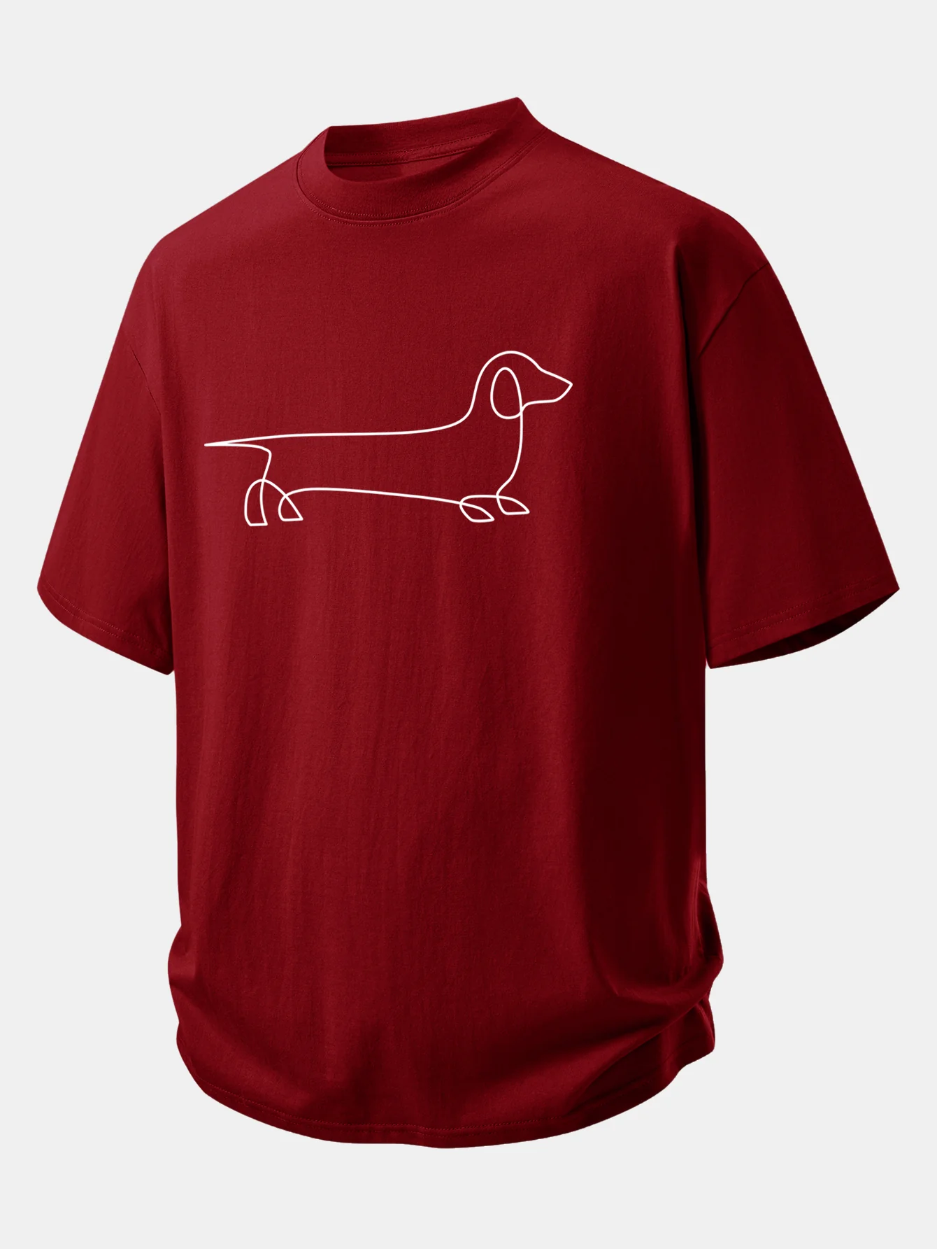 Relax Fit Line Dachshund Print Cotton T-Shirt - Image 7