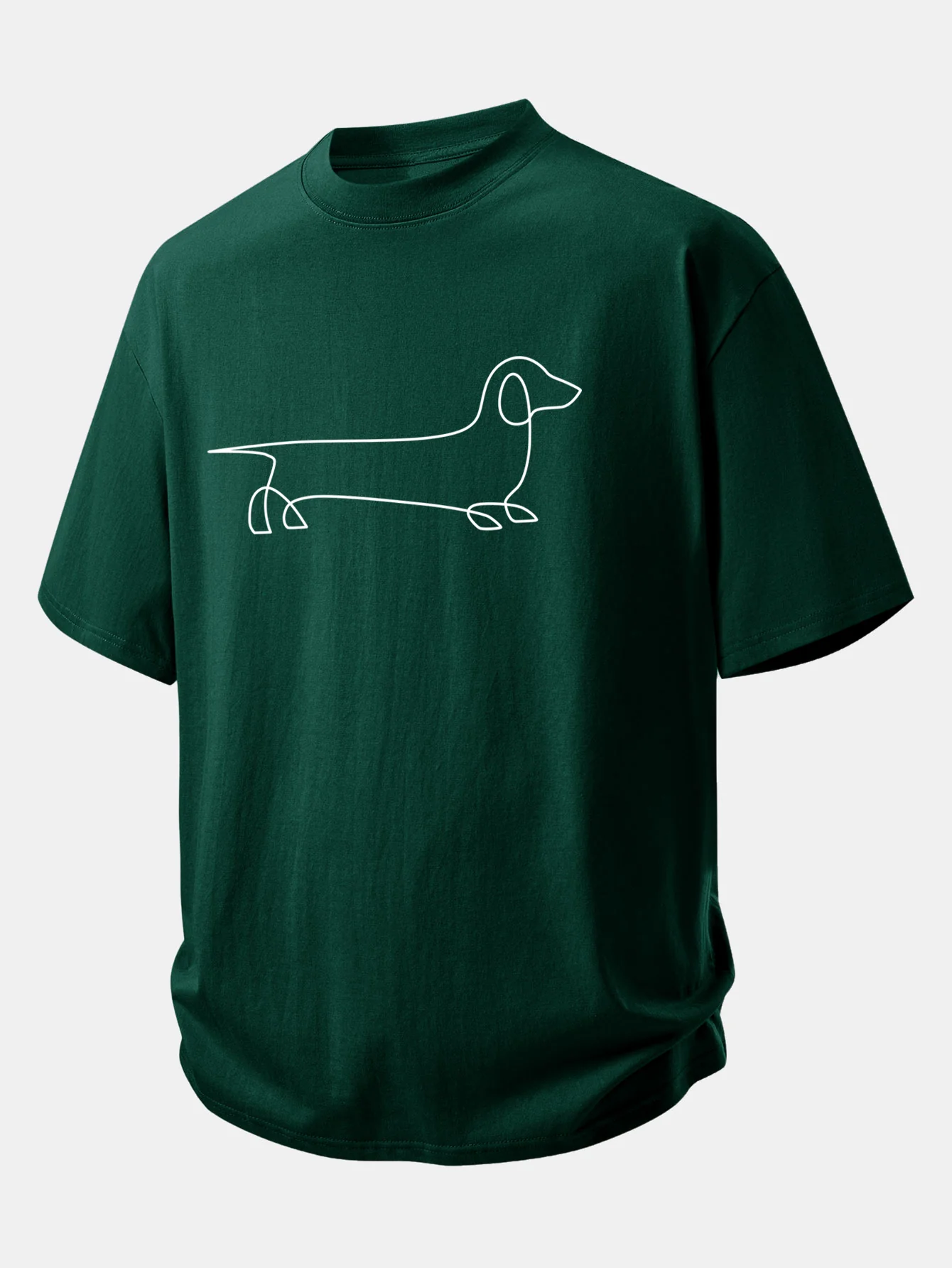 Relax Fit Line Dachshund Print Cotton T-Shirt - Image 9