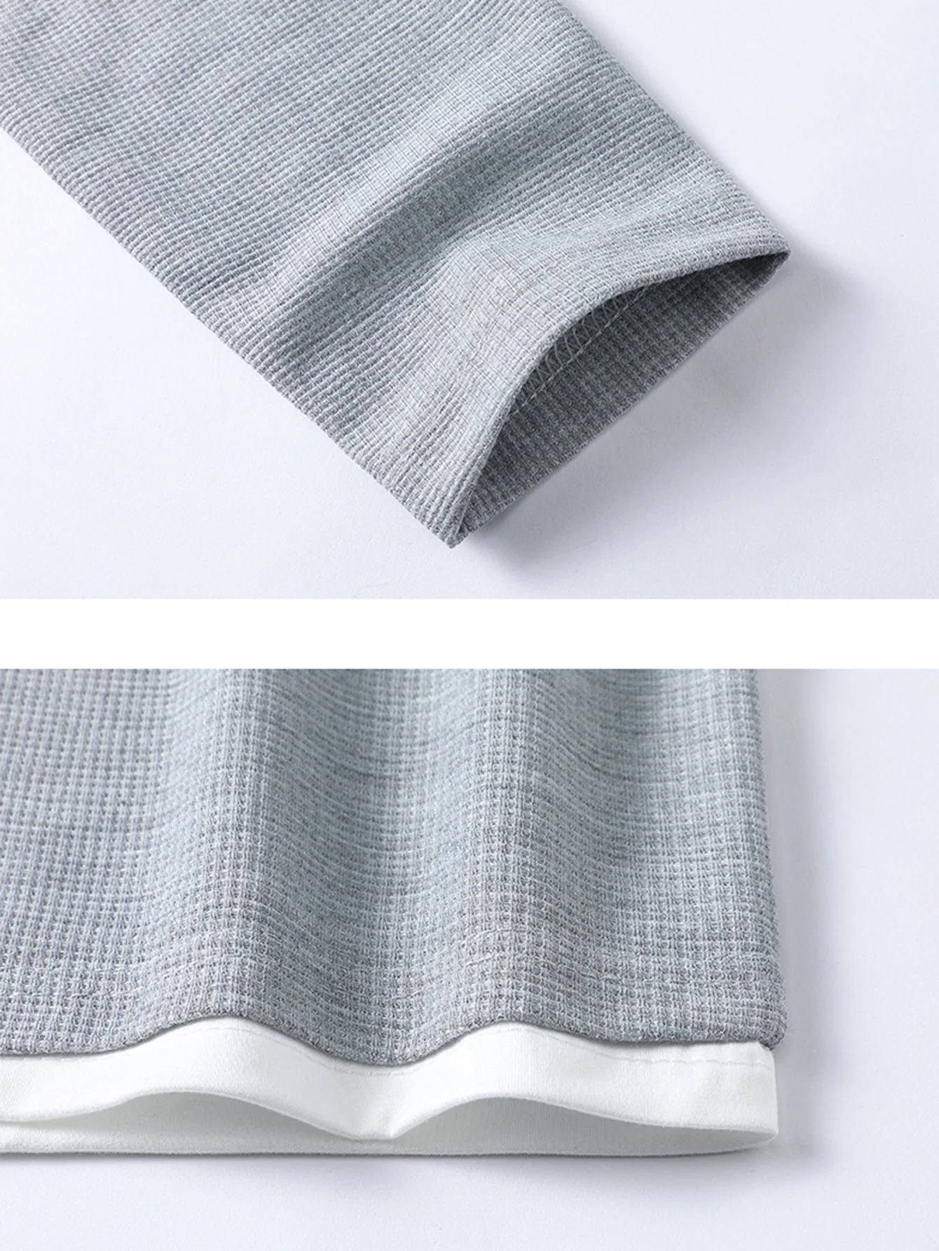 Relaxed Fit Langarm 2-in-1 Waffel T-Shirt - Image 11