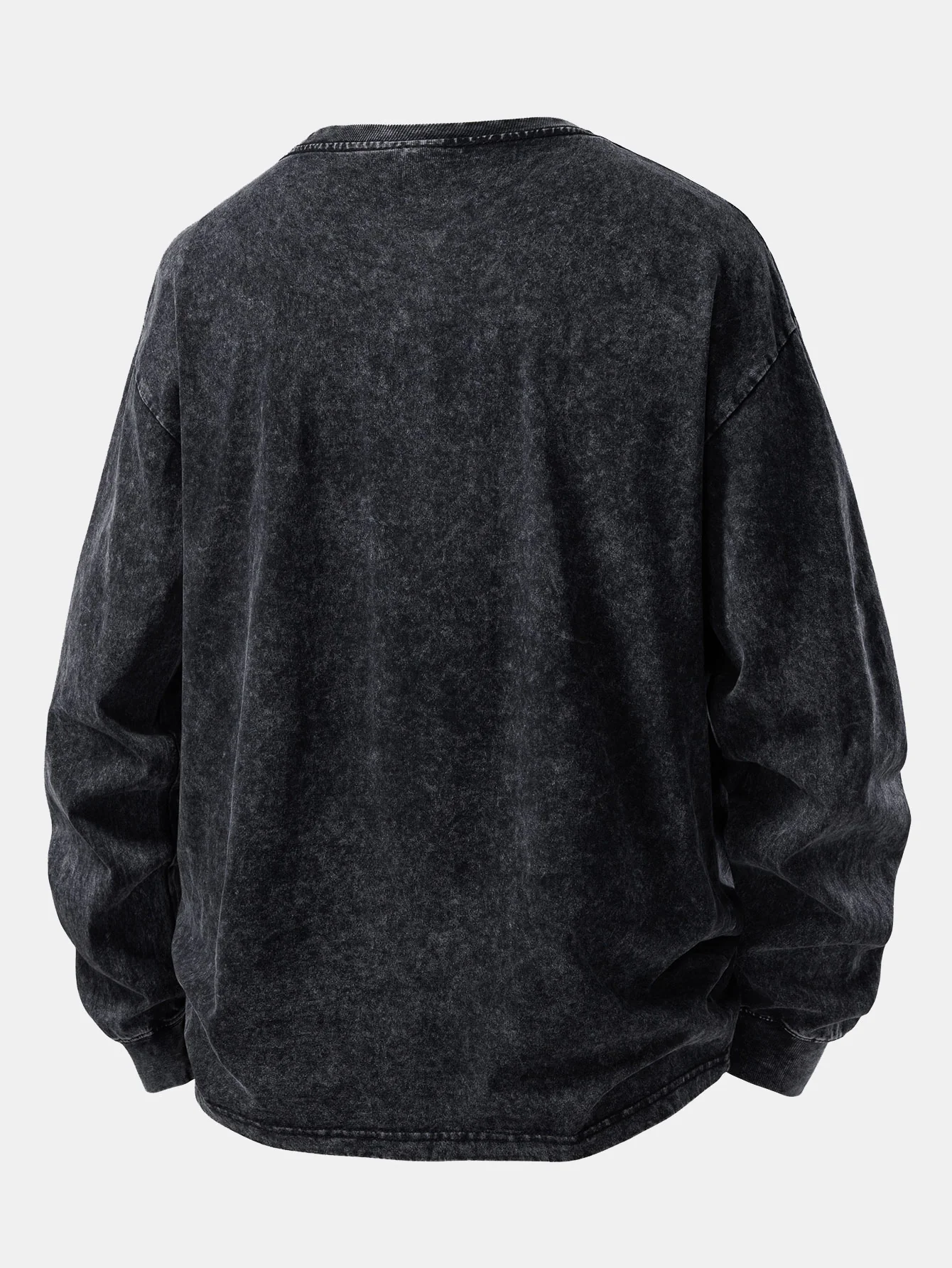 Relax Fit Long Sleeve Washed Distressed T-Shirt - Image 2