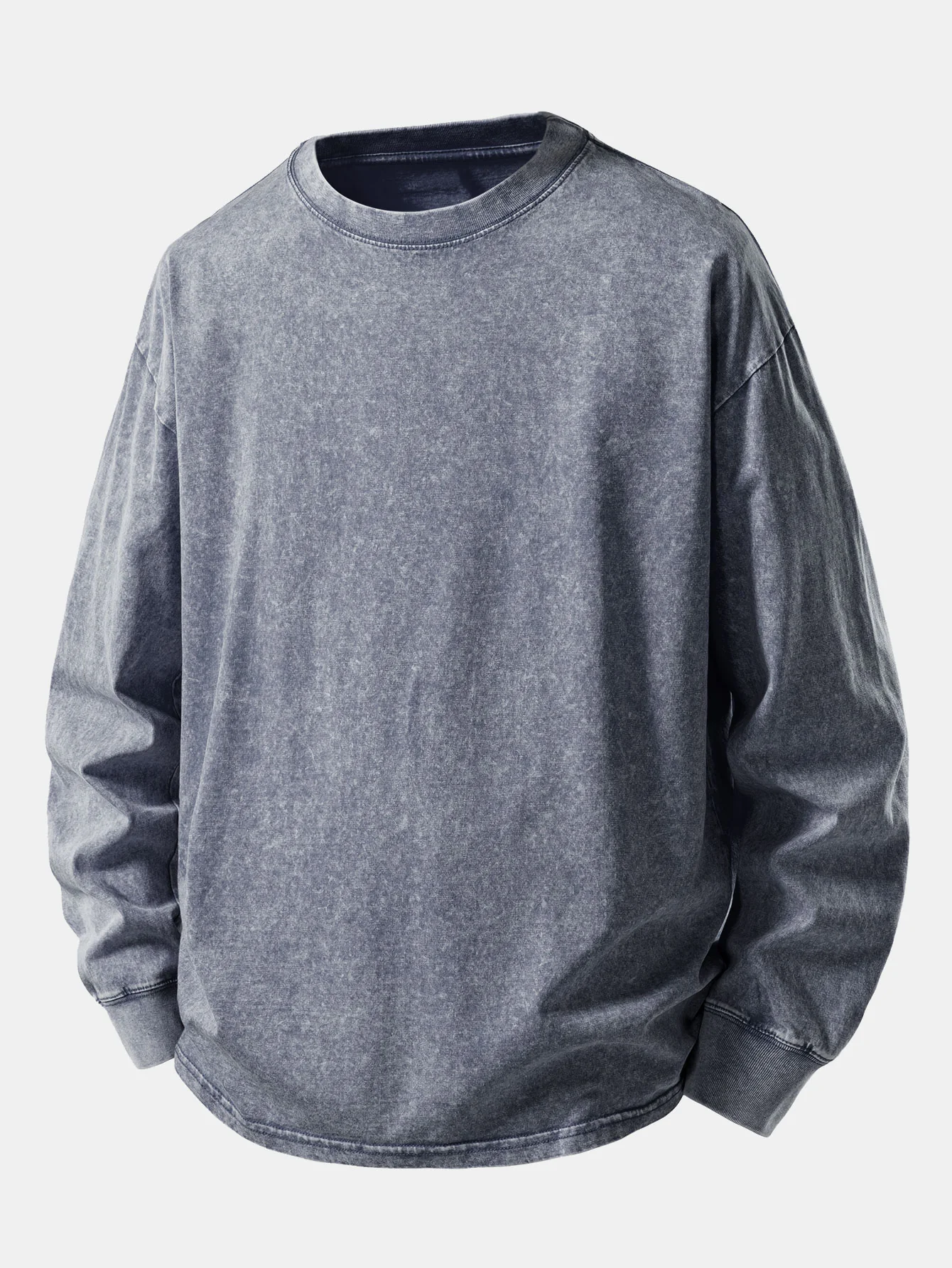 Relax Fit Long Sleeve Washed Distressed T-Shirt - Image 3