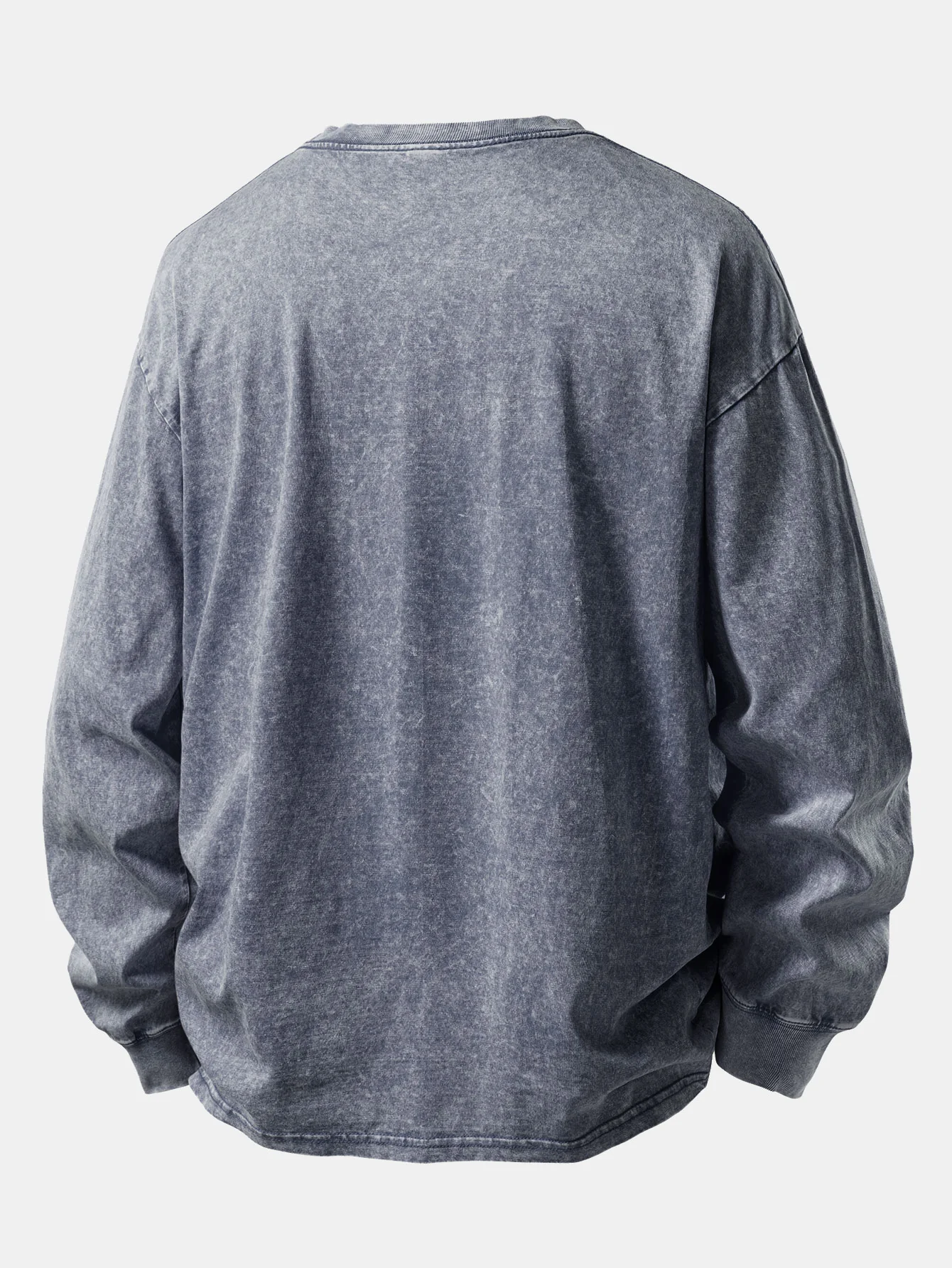 Relax Fit Long Sleeve Washed Distressed T-Shirt - Image 4