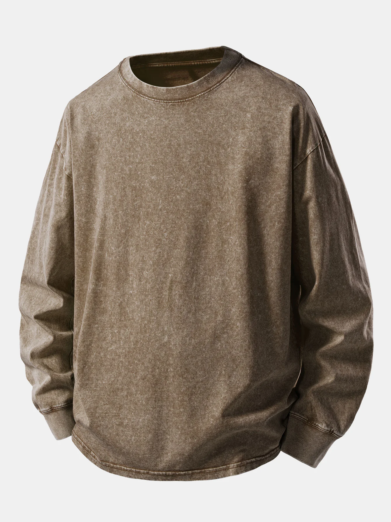 Relax Fit Long Sleeve Washed Distressed T-Shirt - Image 5