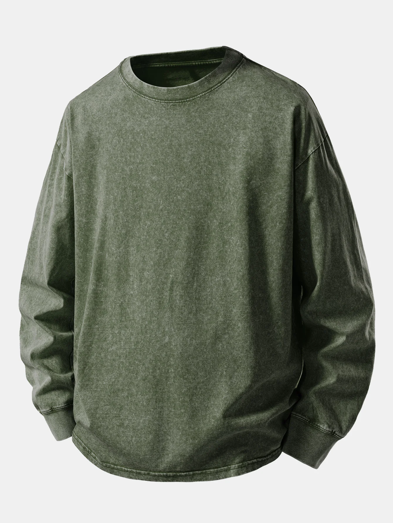 Relax Fit Long Sleeve Washed Distressed T-Shirt - Image 7