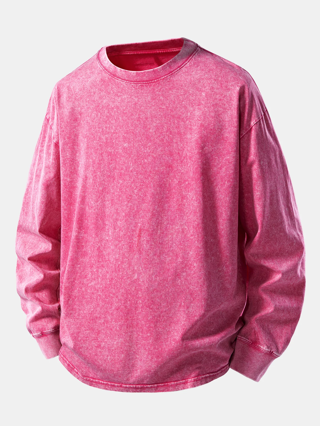 Relax Fit Long Sleeve Washed Distressed T-Shirt - Image 9