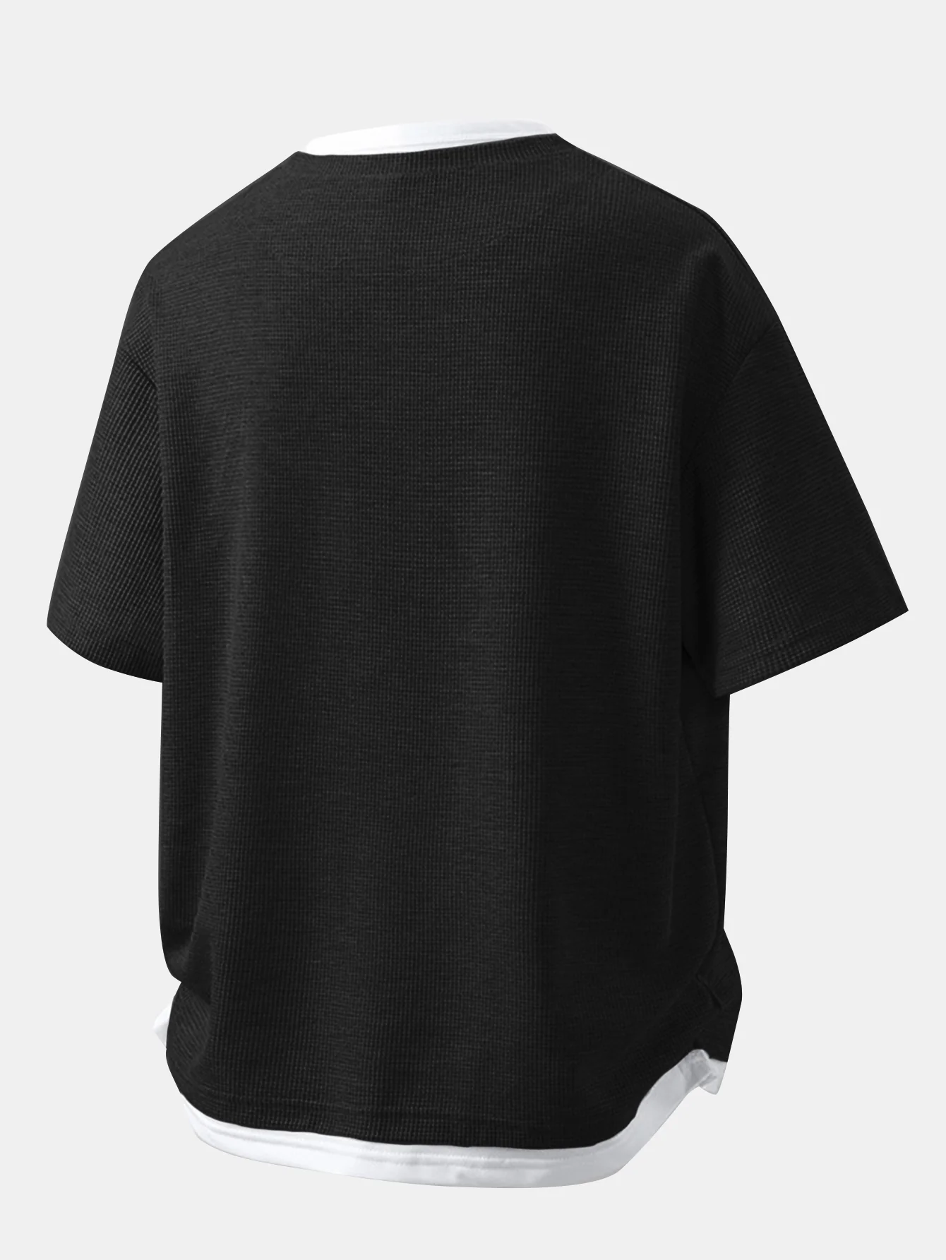 Relax Fit Milano Print 2 In 1 Notched Collar Waffle T-Shirt - Image 4