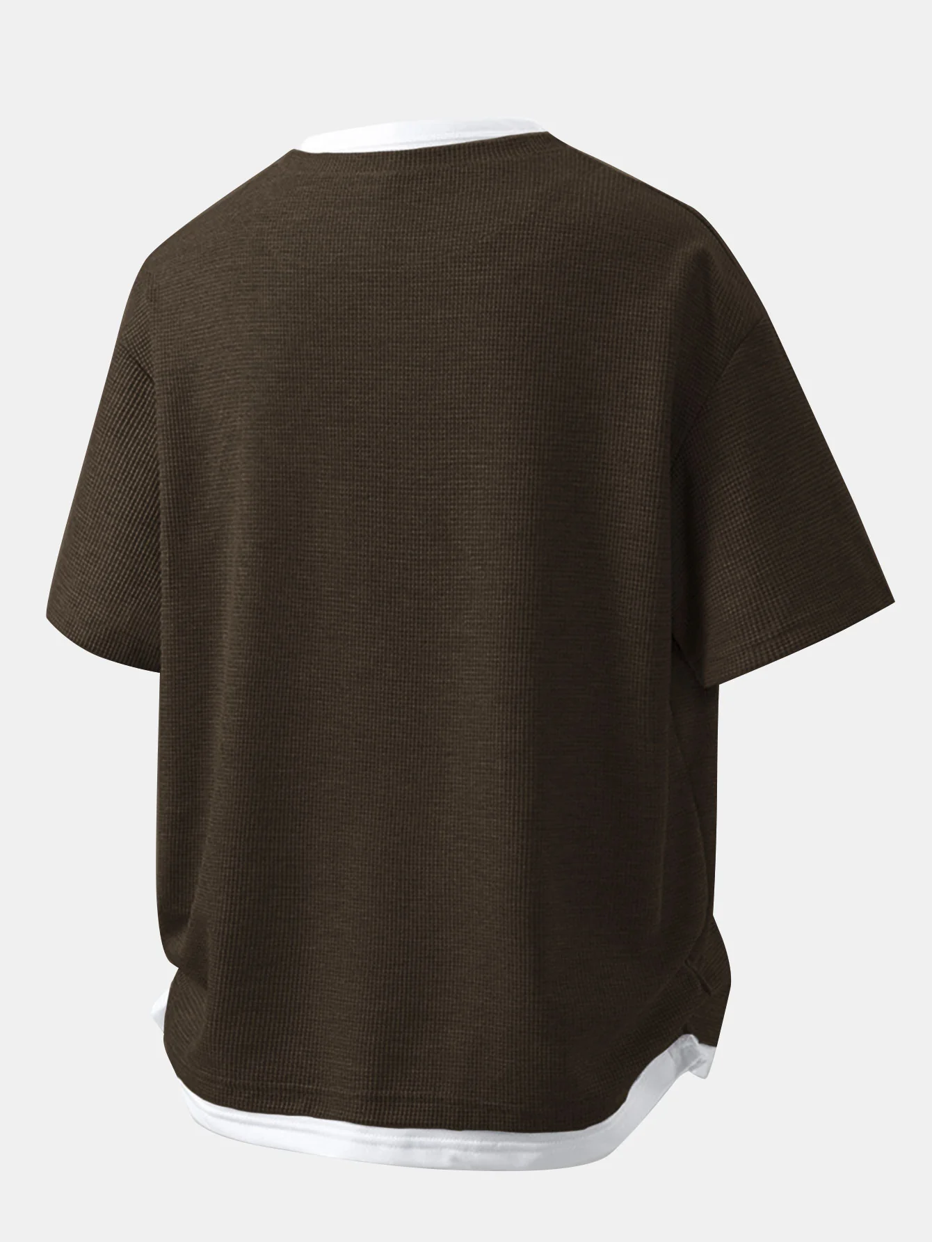 Relax Fit Milano Print 2 In 1 Notched Collar Waffle T-Shirt - Image 8