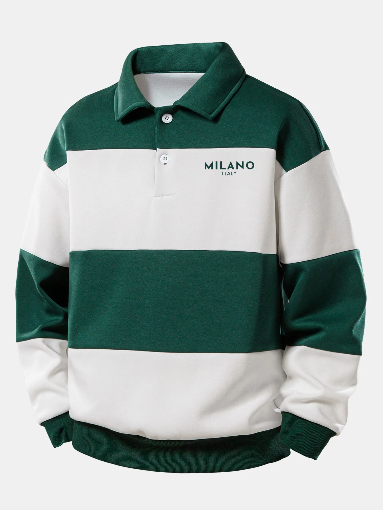 Relax Fit Milano Print Color Block Polo Sweatshirt - Image 3