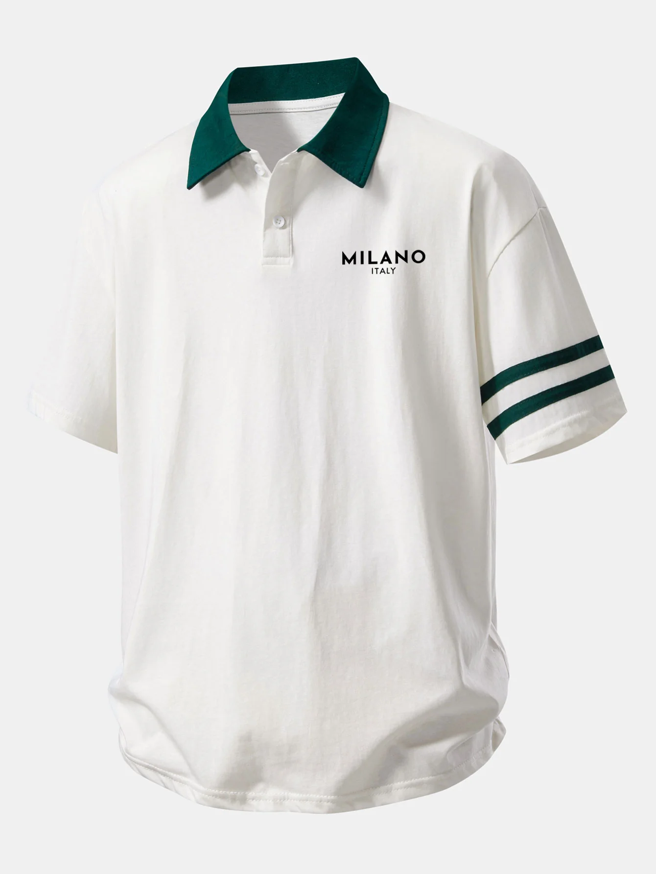 Relax Fit Milano Print Contrast Collar Polo Shirt - Image 11