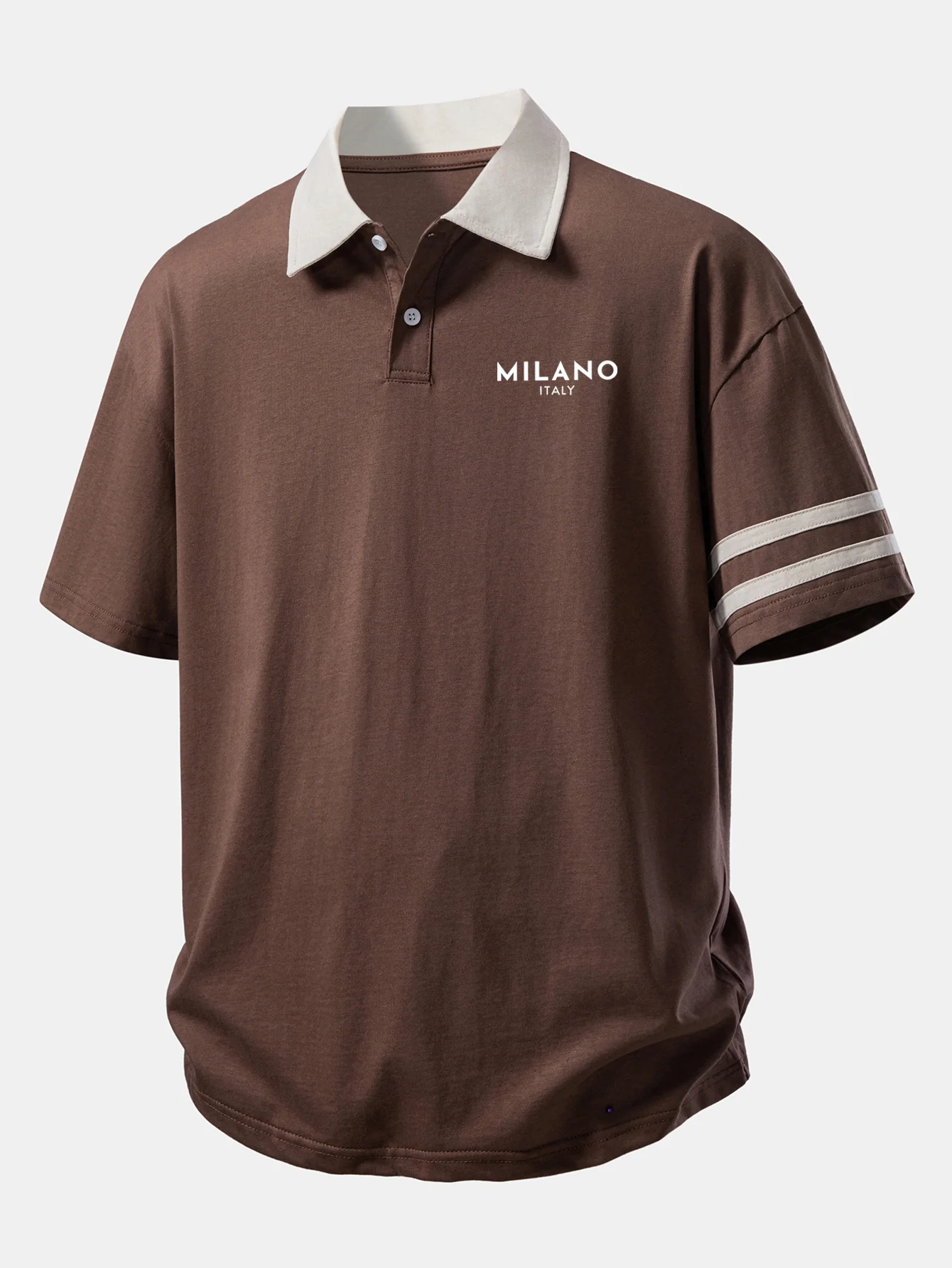 Relax Fit Milano Print Contrast Collar Polo Shirt - Image 3