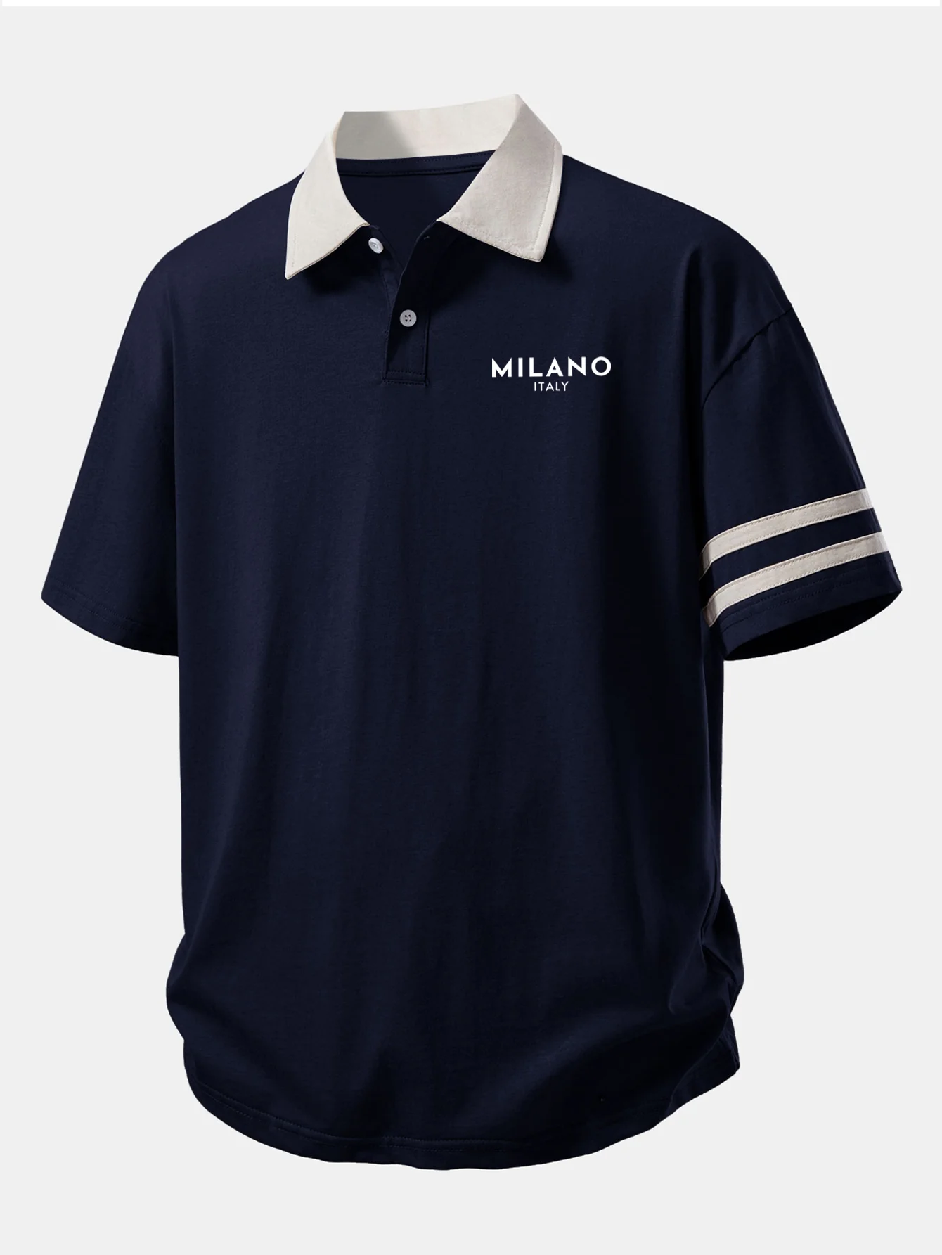 Relax Fit Milano Print Contrast Collar Polo Shirt - Image 5