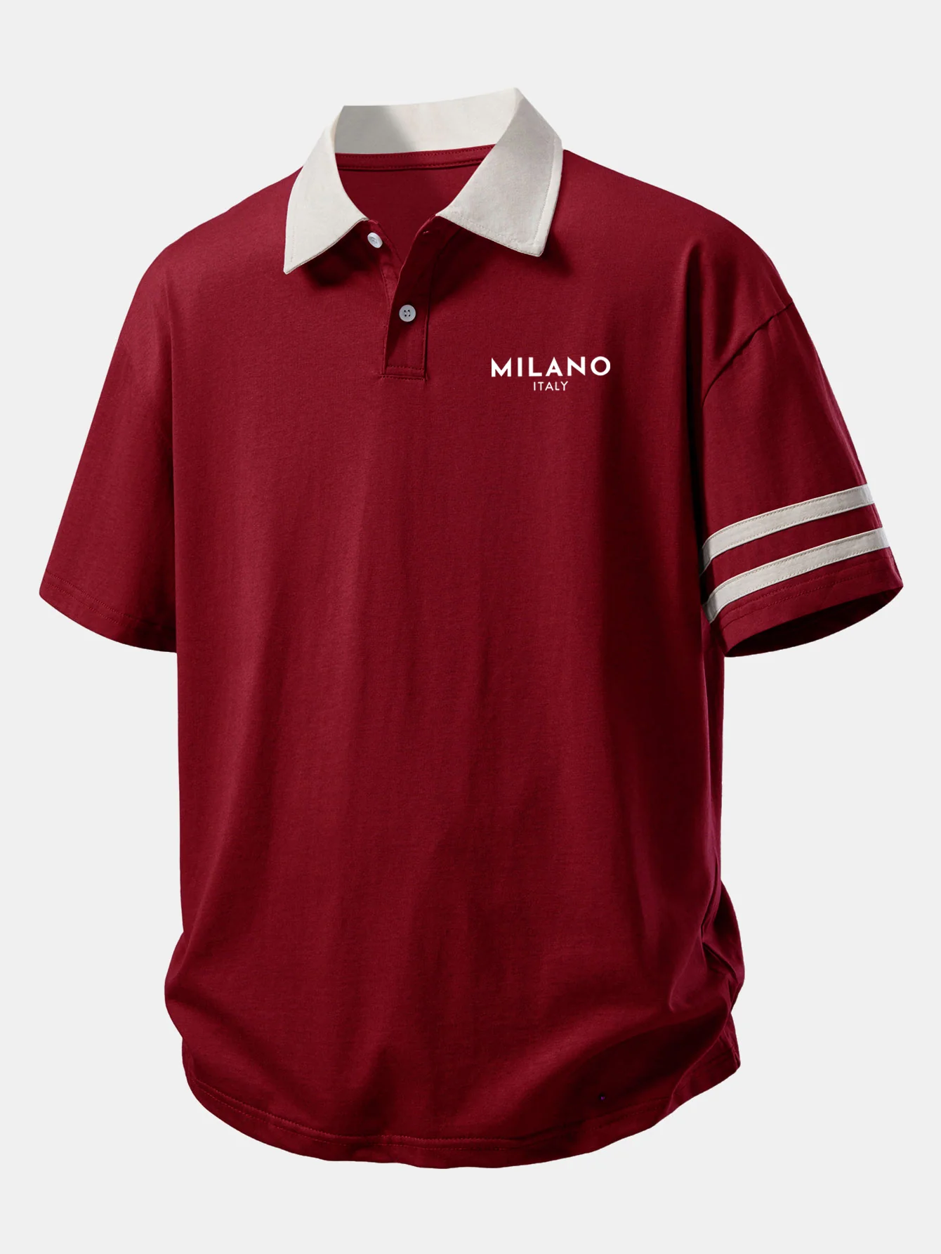 Relax Fit Milano Print Contrast Collar Polo Shirt - Image 7