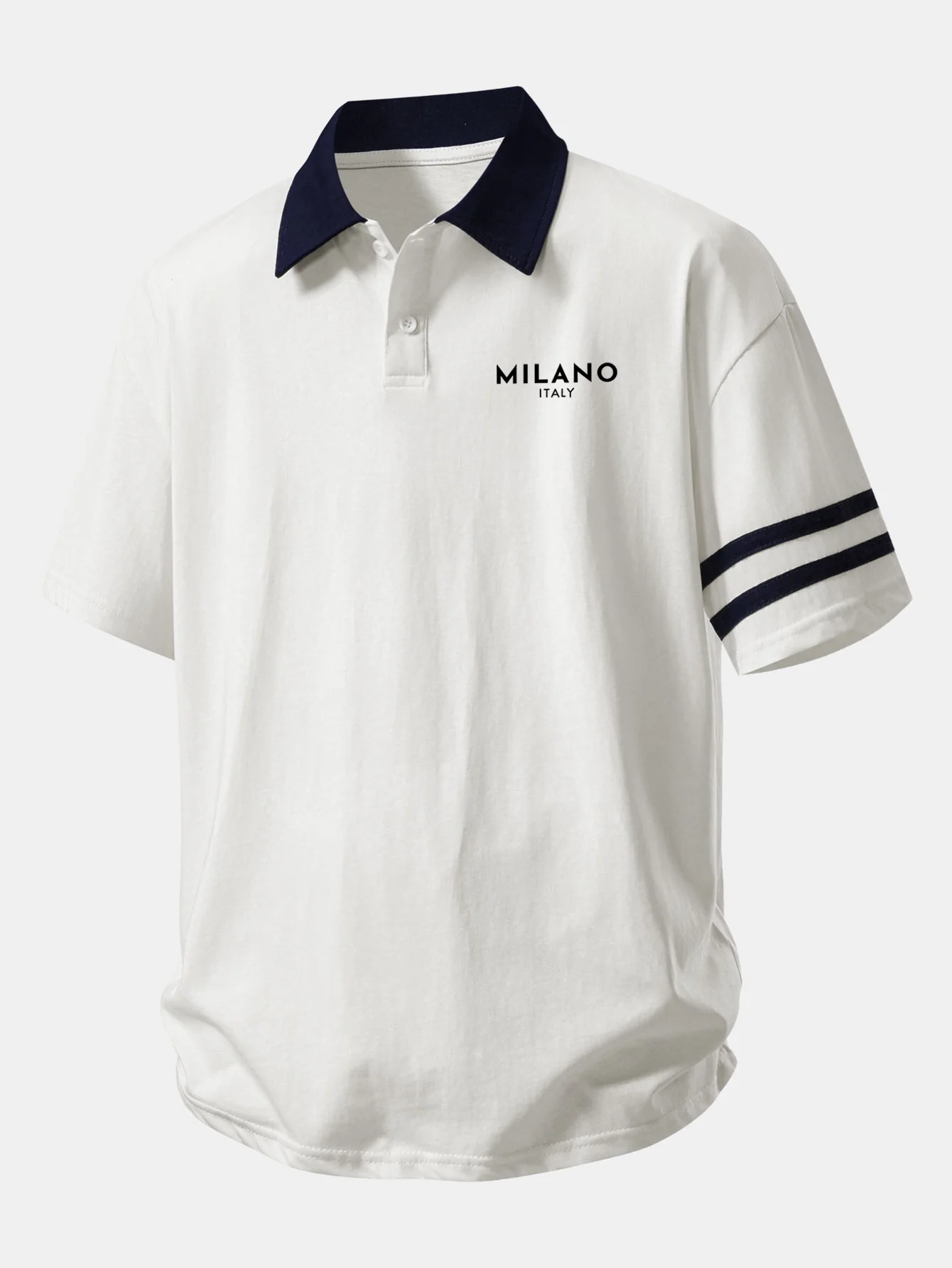 Relax Fit Milano Print Contrast Collar Polo Shirt - Image 9