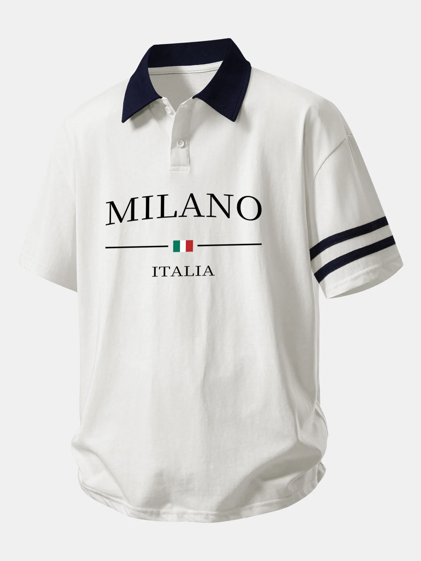 Relax Fit Milano Print Contrast Collar Polo Shirt - Image 11