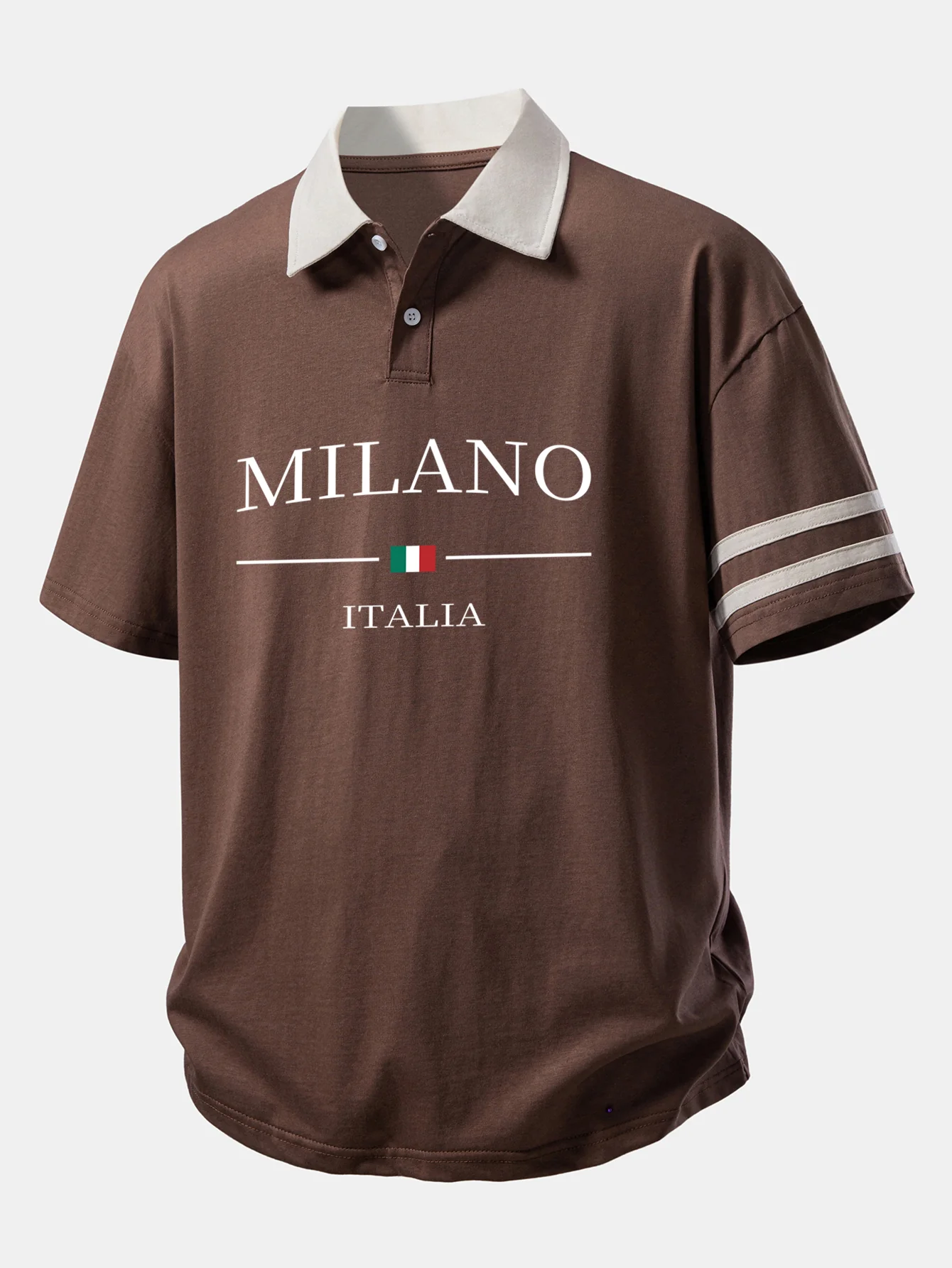 Relax Fit Milano Print Contrast Collar Polo Shirt - Image 5