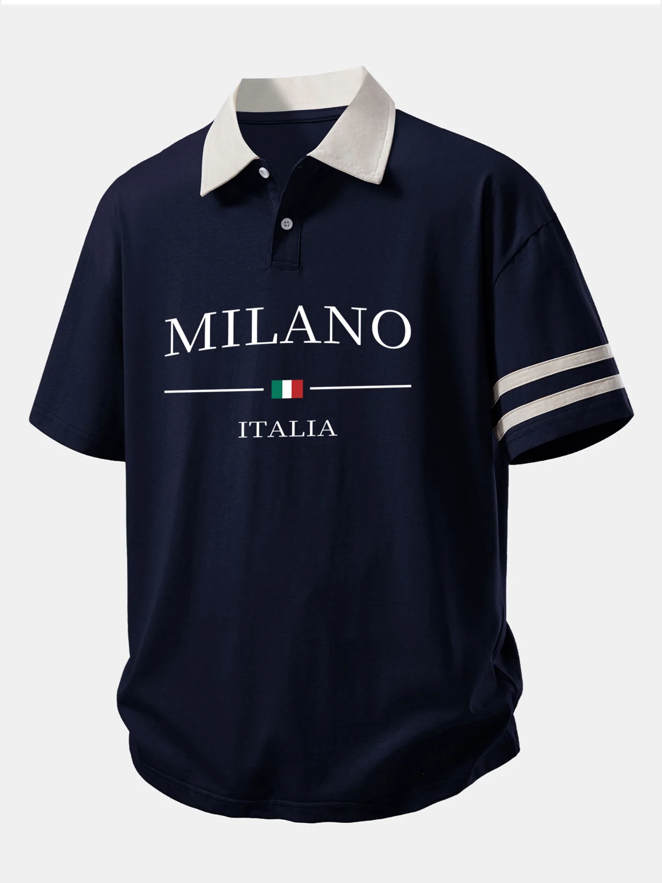 Relax Fit Milano Print Contrast Collar Polo Shirt - Image 7