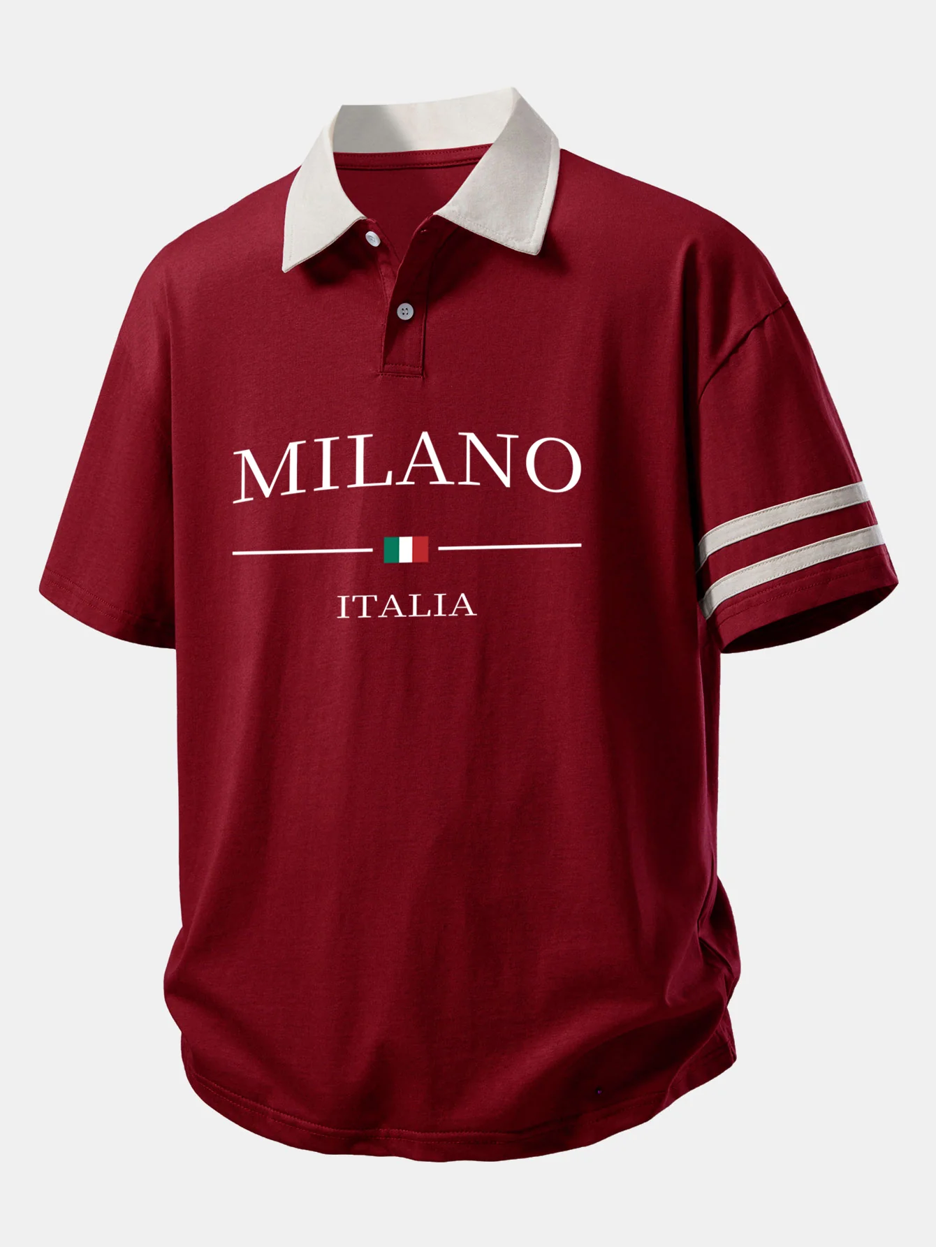 Relax Fit Milano Print Contrast Collar Polo Shirt - Image 9