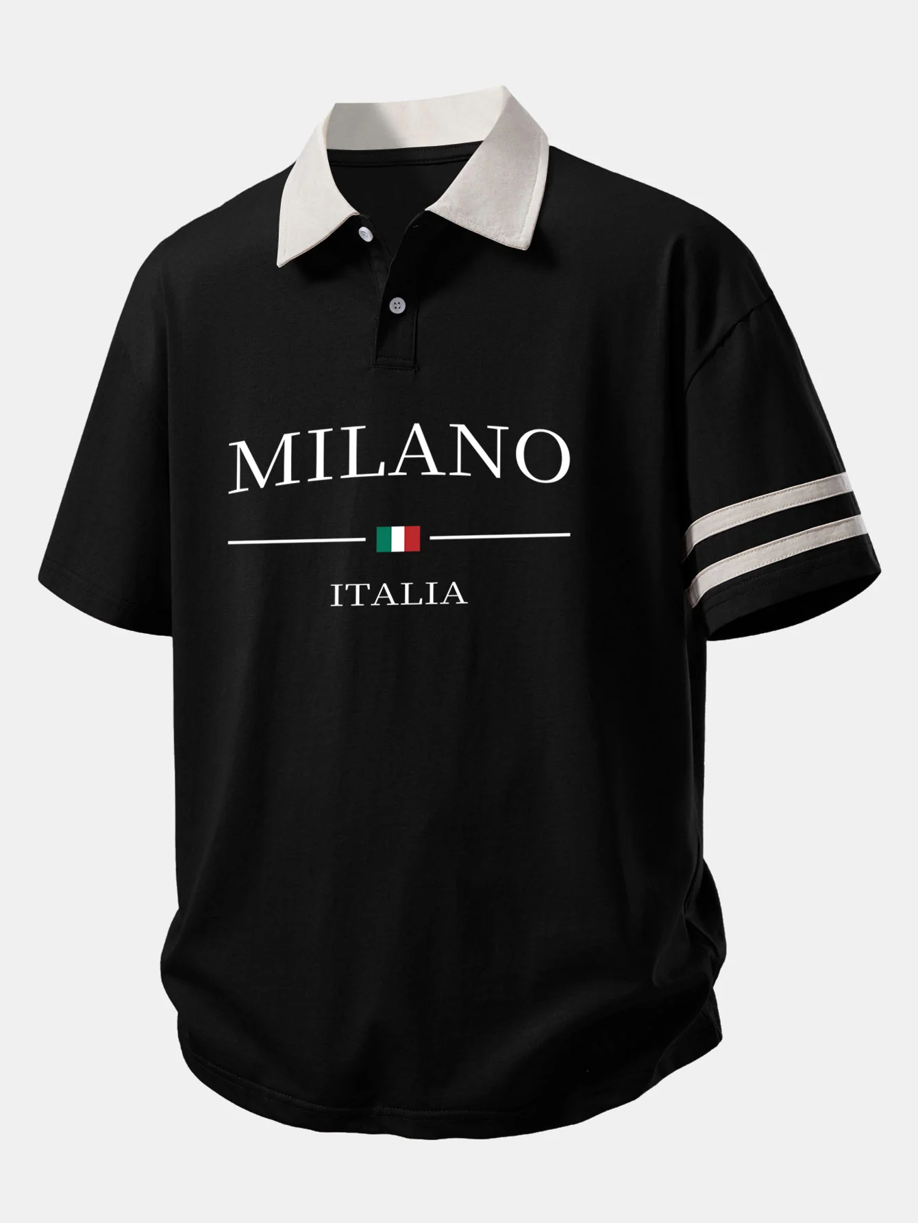 Relax Fit Milano Print Contrast Collar Polo Shirt - Image 3