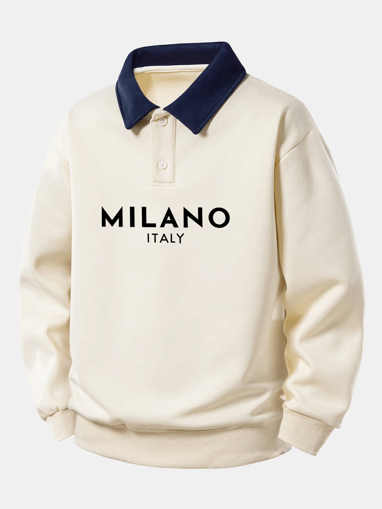Relax Fit Milano Print Kontrast Poloshirts Sweatshirt