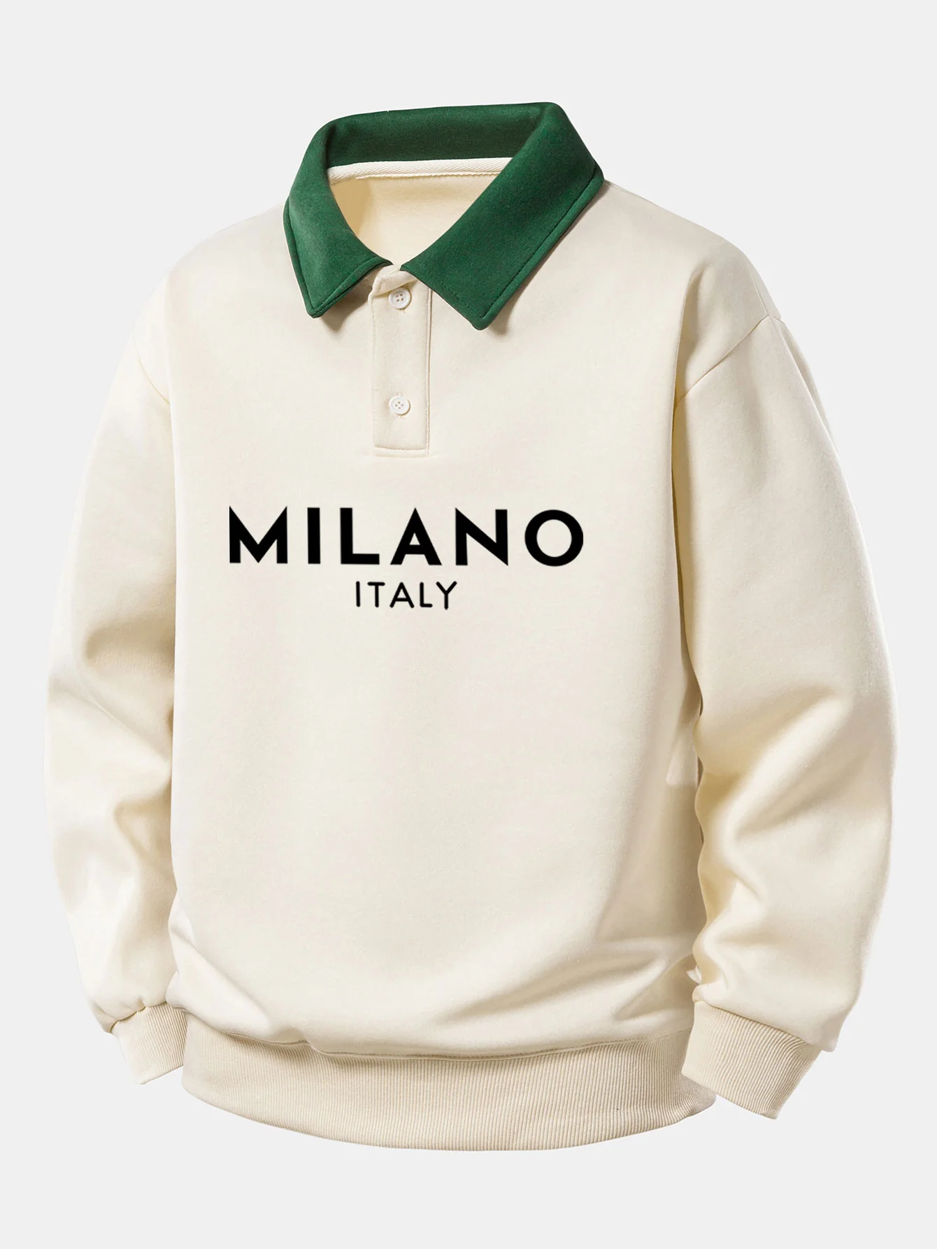 Relax Fit Milano Print Kontrast Poloshirts Sweatshirt - Image 2