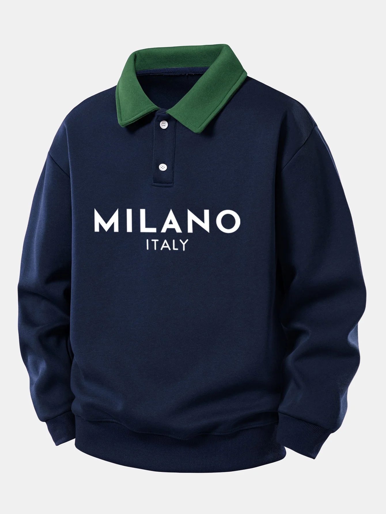Relax Fit Milano Print Kontrast Poloshirts Sweatshirt - Image 3